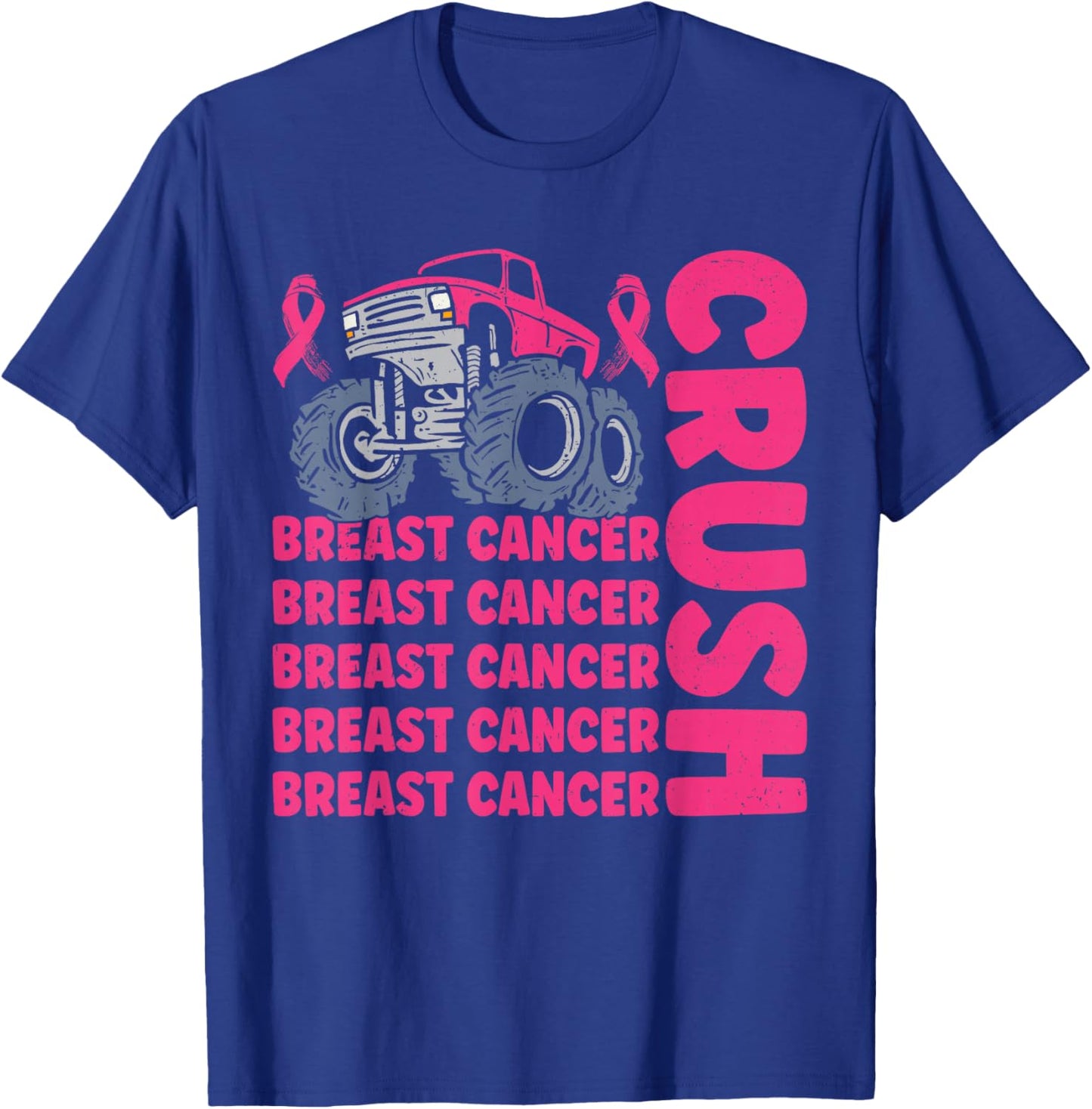 Crush Breast Cancer Awareness Truck pink Women Men Boys T-Shirt - T-Shirt | Royal