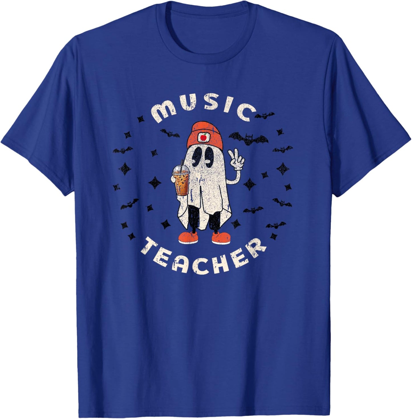 Music Teacher Halloween Piano Educator Women Men Funny Fall T-Shirt - T-Shirt | Royal
