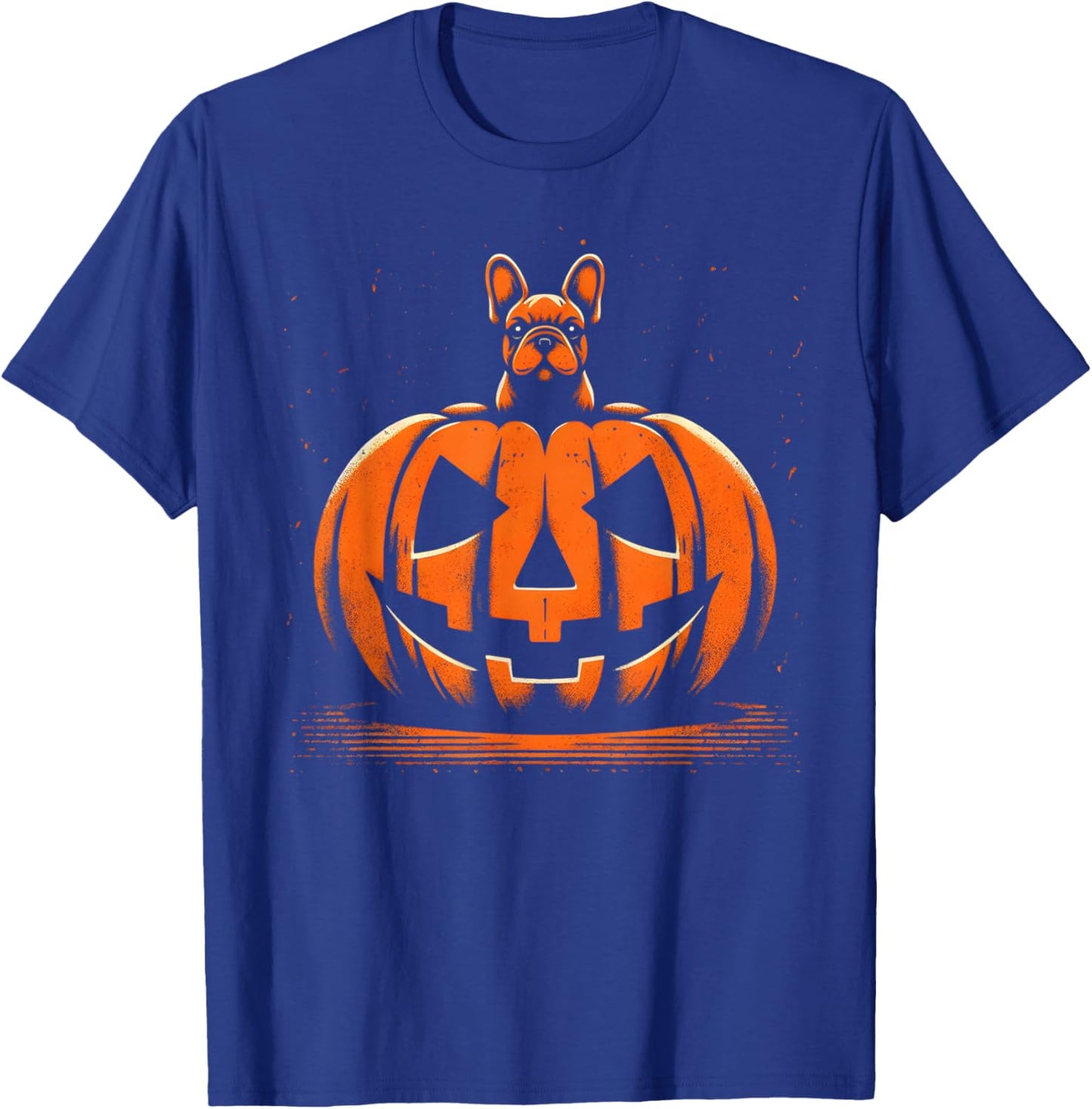 Dog Halloween French Bulldog Jack O Lantern Pumpkin T-Shirt - T-Shirt | Royal
