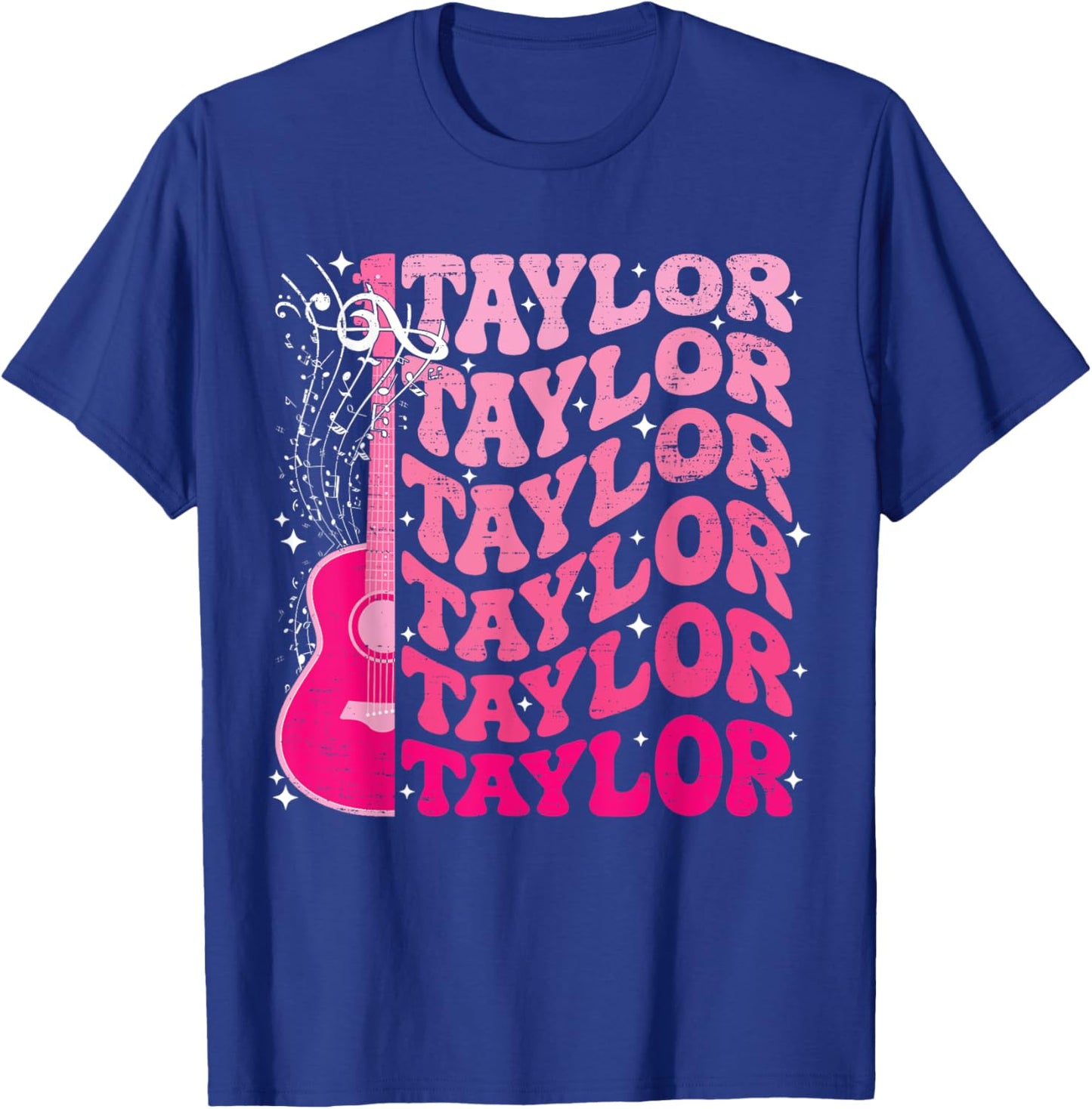 Girl Retro Taylor First Name Personalized Groovy 80's Pink T-Shirt - T-Shirt | Royal