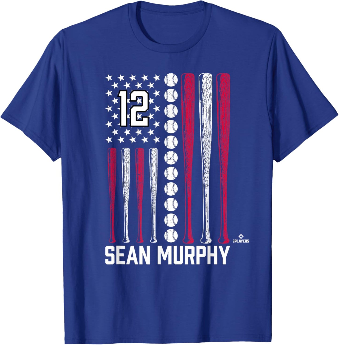 Baseball American Flag Sean Murphy Atlanta Baseball MLBPA T-Shirt - T-Shirt | Royal