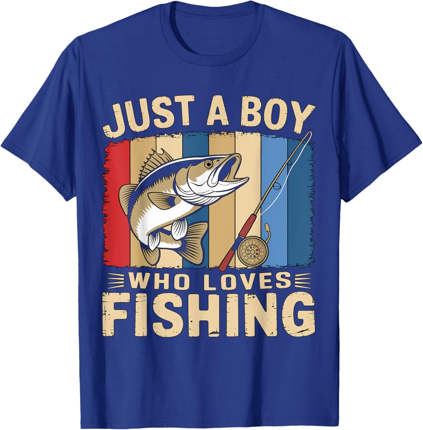 Magical and Funny Fisher Gifts Fisherman Just a Boy who loves Fishing Adult Fishing Black Short Sleeve Regular Fit Small T-Shirt - T-Shirt | Royal