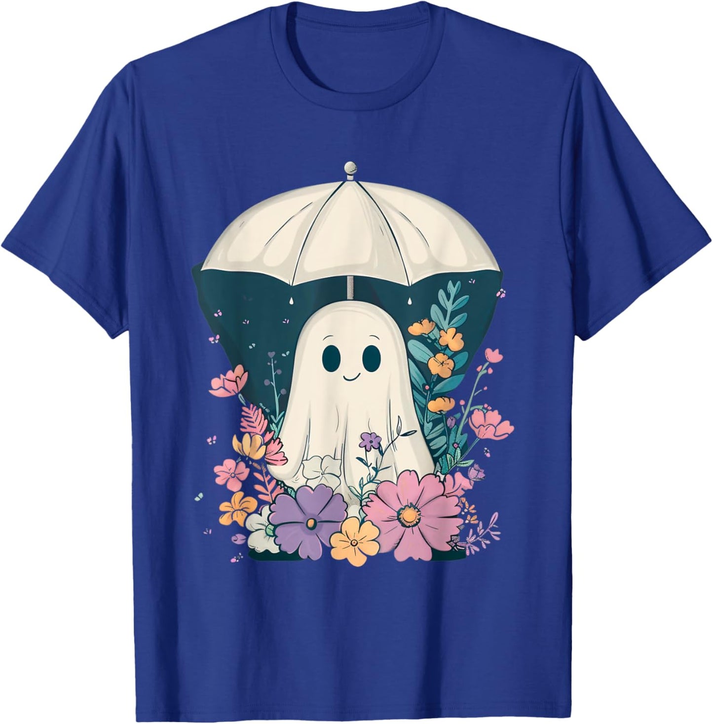 Cute Boho Ghost Under Umbrella Halloween Party Ghost Costume T-Shirt - T-Shirt | Royal