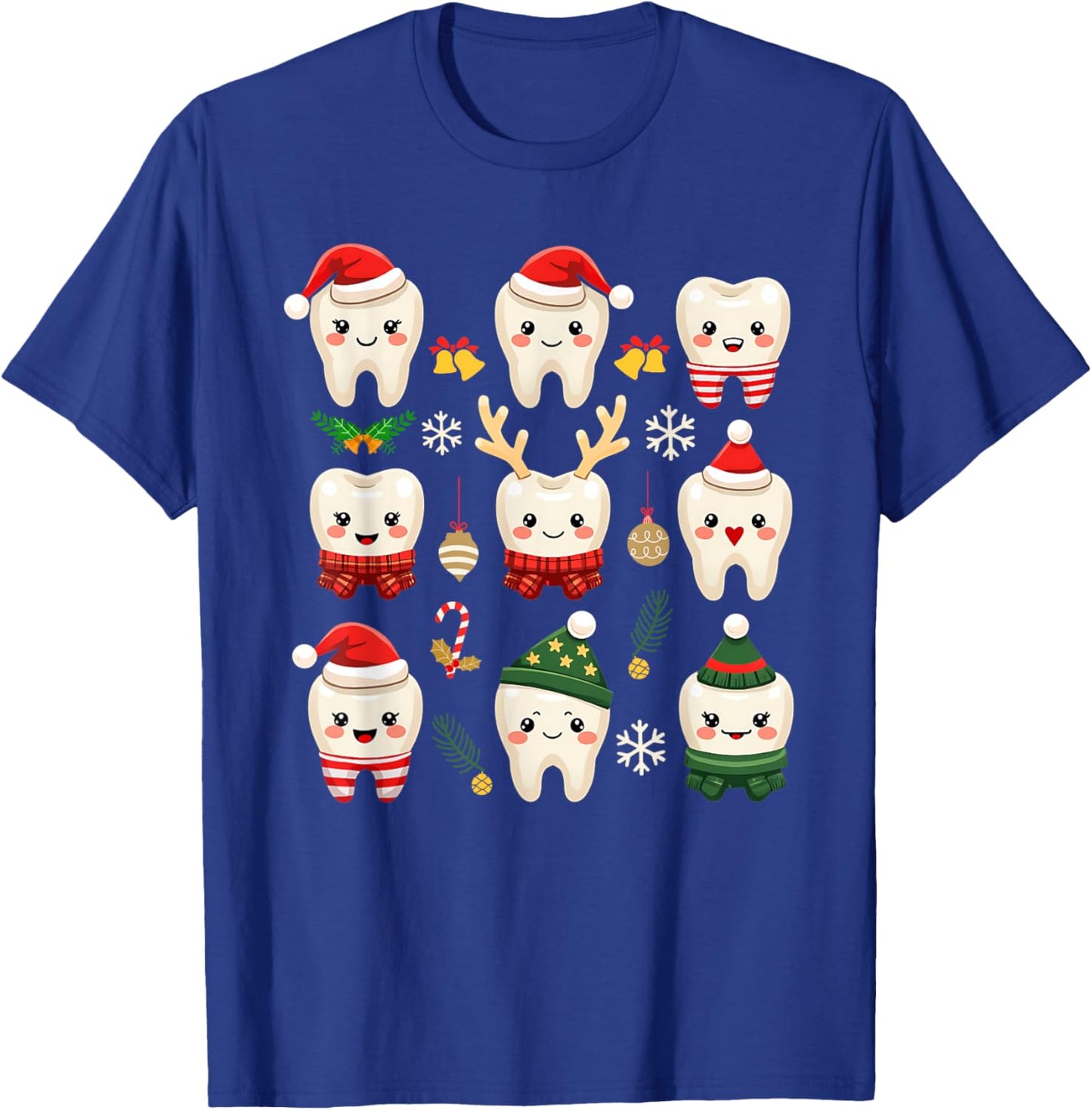 Funny Dental Christmas Teeth Cute Xmas Dentist Squad Crew T-Shirt - T-Shirt | Royal