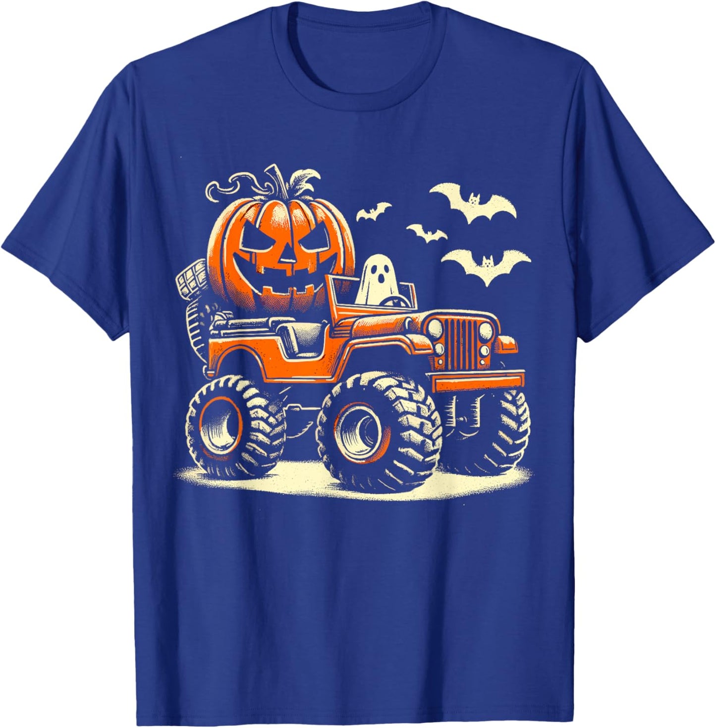 Halloween Monster Truck Dino T-Shirt - T-Shirt | Royal