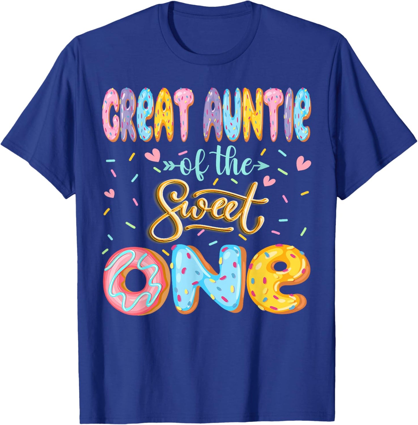 Great Auntie Of The Sweet One 1St Birthday Girl Donut Lover T-Shirt - T-Shirt | Royal