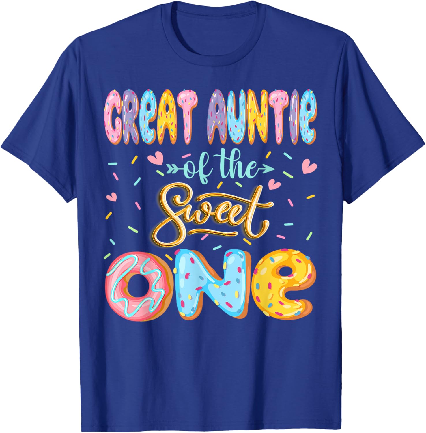 Great Auntie Of The Sweet One 1St Birthday Girl Donut Lover T-Shirt - T-Shirt | Royal