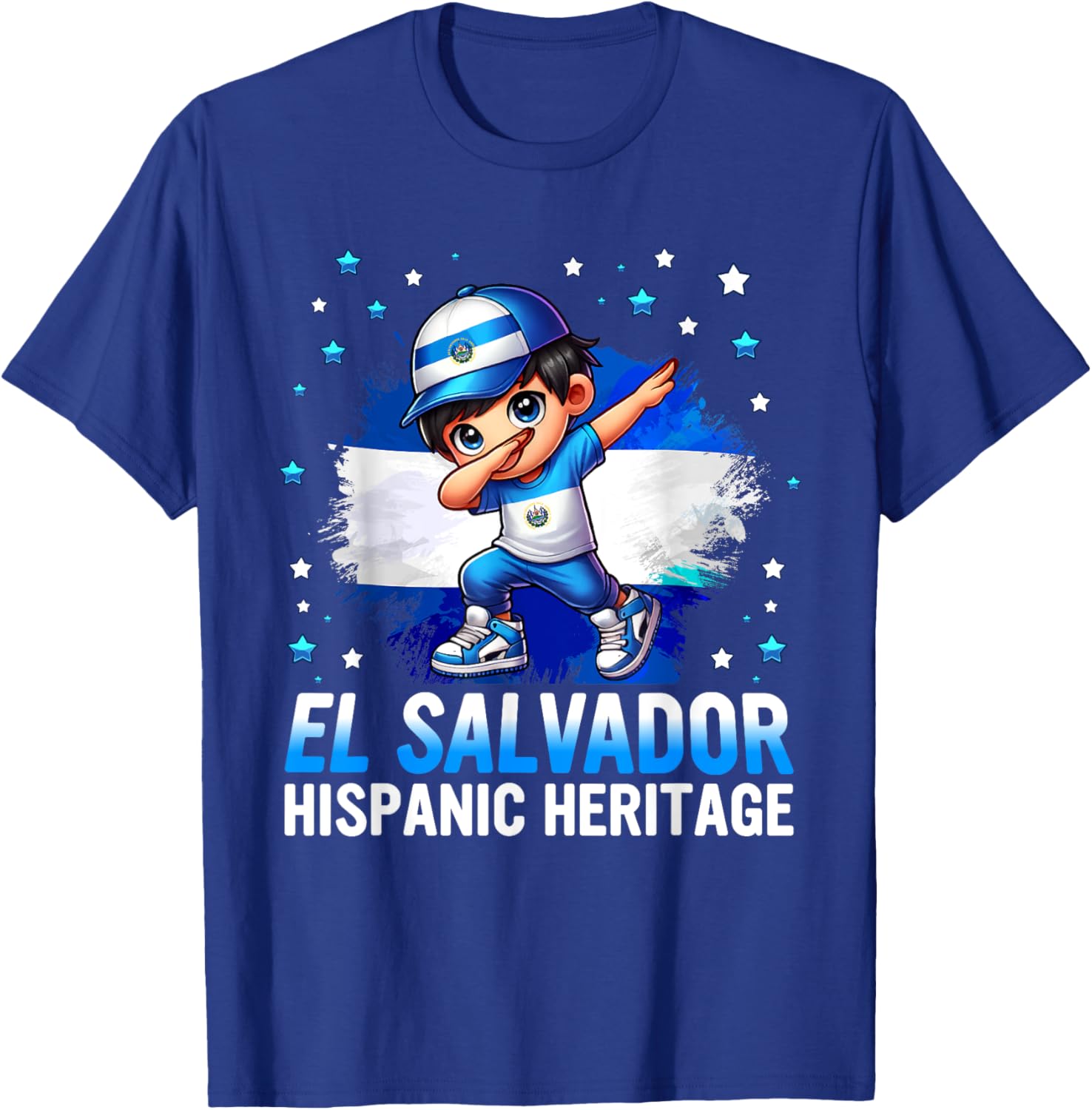 El Salvador Dabbing Kid Hispanic Heritage Salvadorian Roots T-Shirt - T-Shirt | Royal
