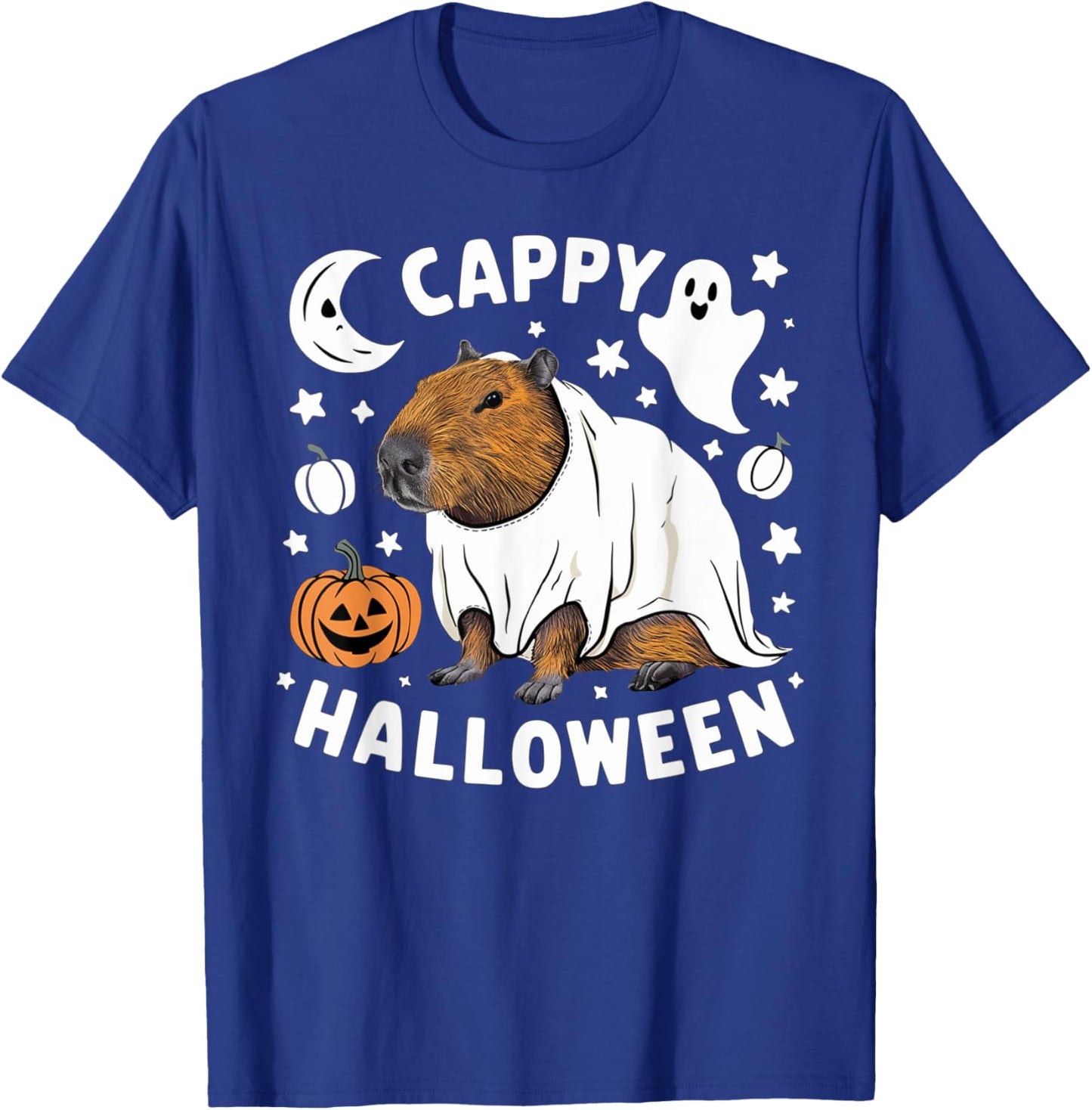 Cappy Halloween - Cute Capybara Ghost Costume T-Shirt - T-Shirt | Royal