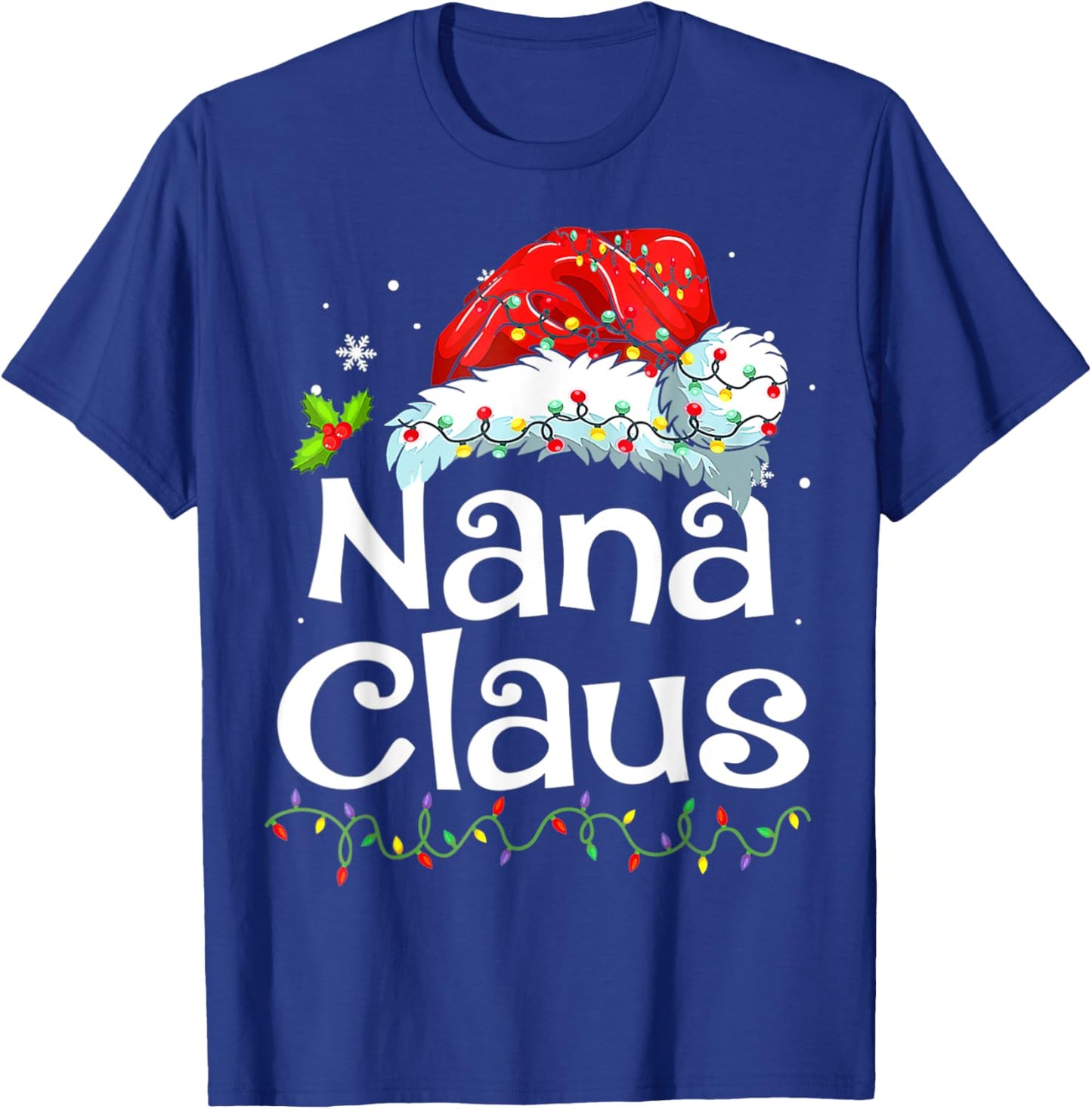 Nana Claus Christmas Pajama Family Matching Xmas Light T-Shirt - T-Shirt | Royal