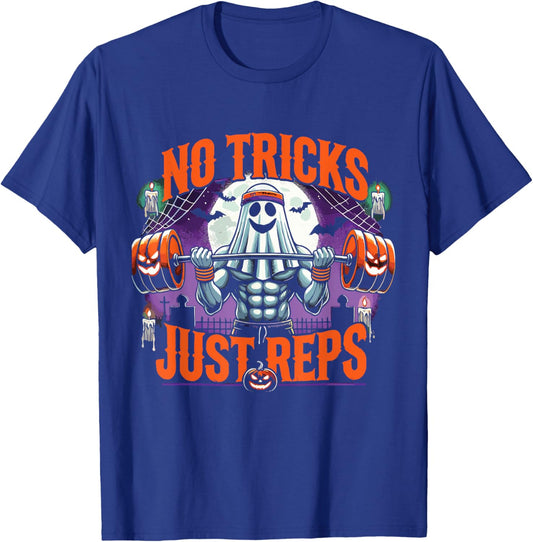Halloween Workout No Tricks Just Reps Ghost Gym T-Shirt - T-Shirt | Royal