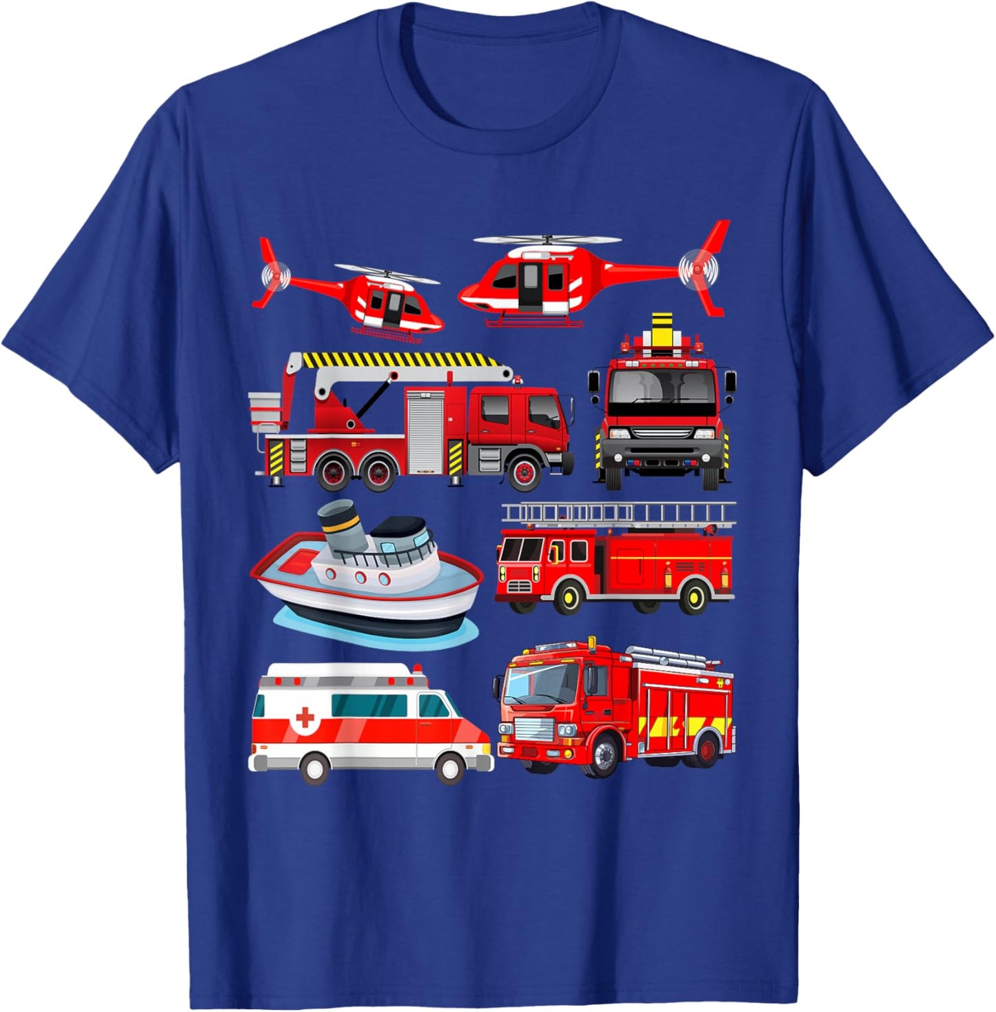 Firetruck Boys Men Firefighter Fireman Fire Engine Truck T-Shirt - T-Shirt | Royal