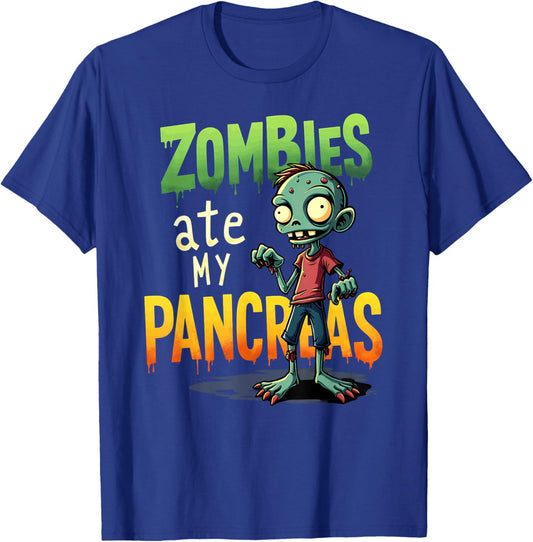 Zombies Ate My Pancreas Diabetes Warrior Haloween T-Shirt - T-Shirt | Royal