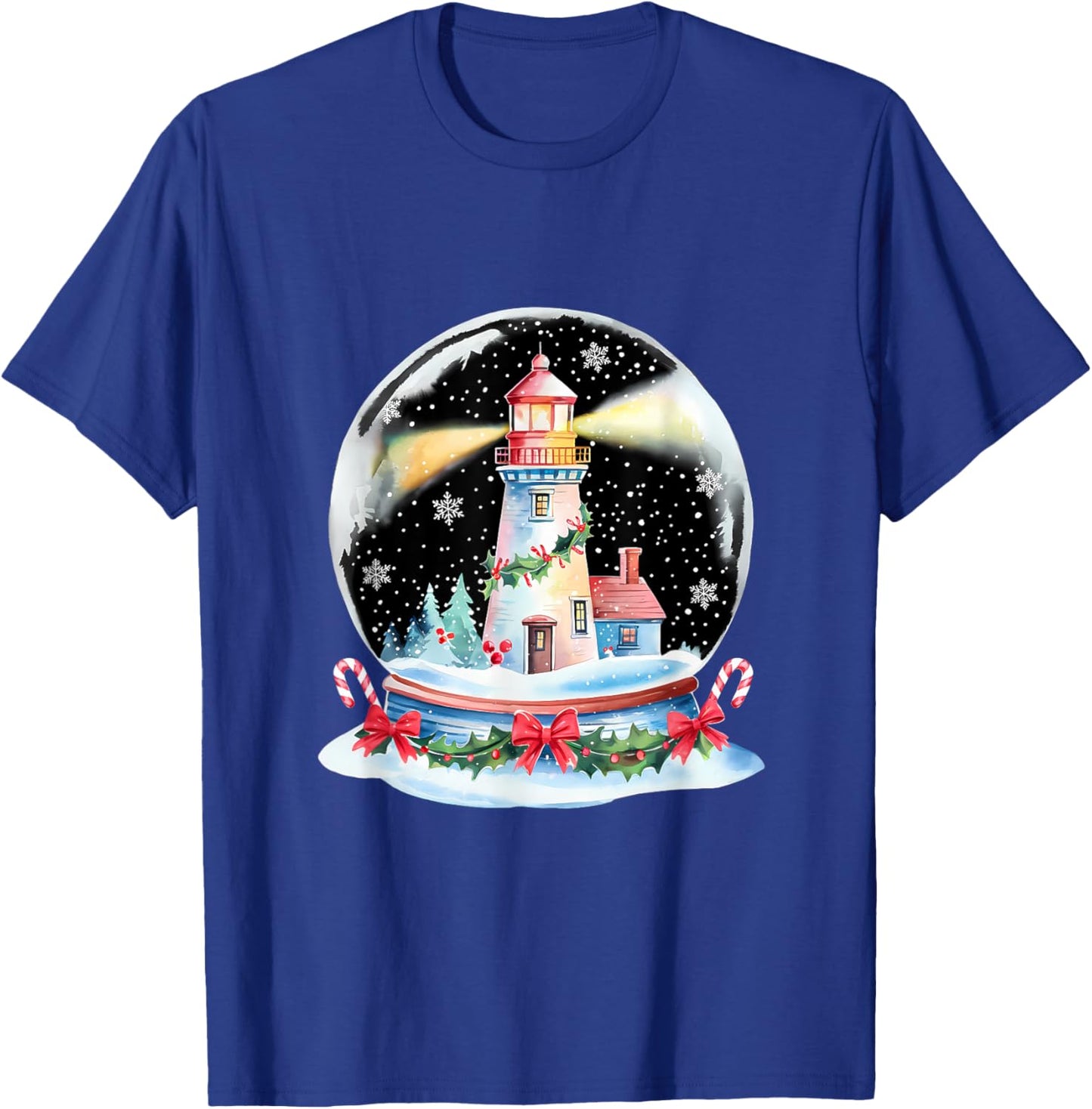 Christmas Ball Lighthouse Xmas Merry Christmas Winter T-Shirt - T-Shirt | Royal