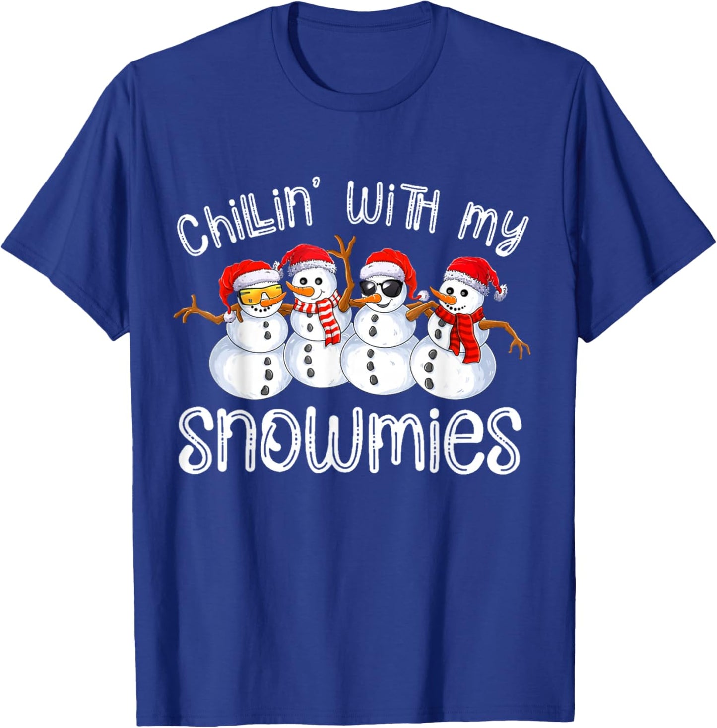Chillin With My Snowmies Funny Snowman Christmas Kids Boys T-Shirt - T-Shirt | Royal