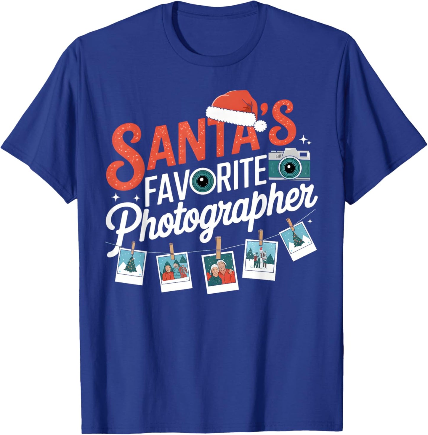 Santas Favorite Photographer Funny Christmas Photography T-Shirt - T-Shirt | Royal