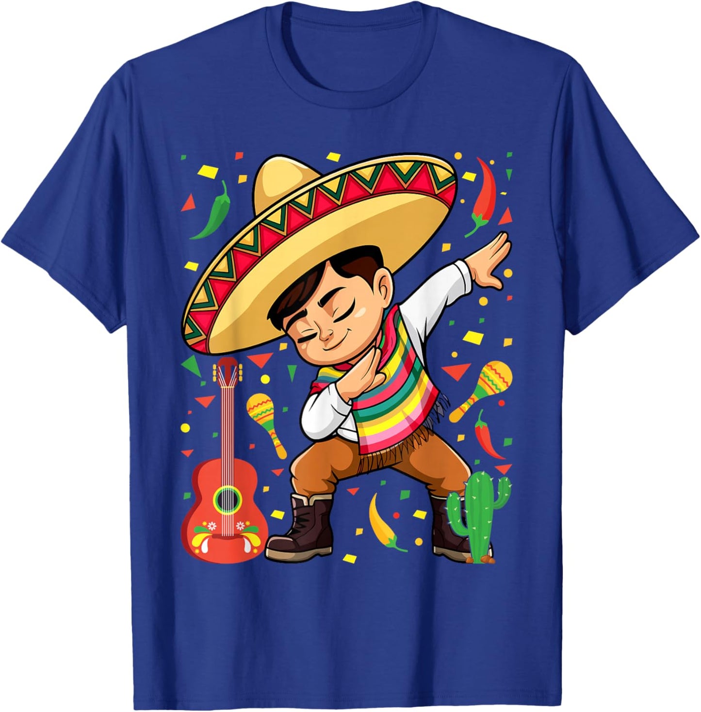Mexican Boy Dabbing Poncho Cinco de Mayo T-Shirt - T-Shirt | Royal