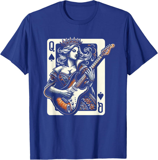 Women Queen Guitar Music Cool Guitarist T-Shirt - T-Shirt | Royal