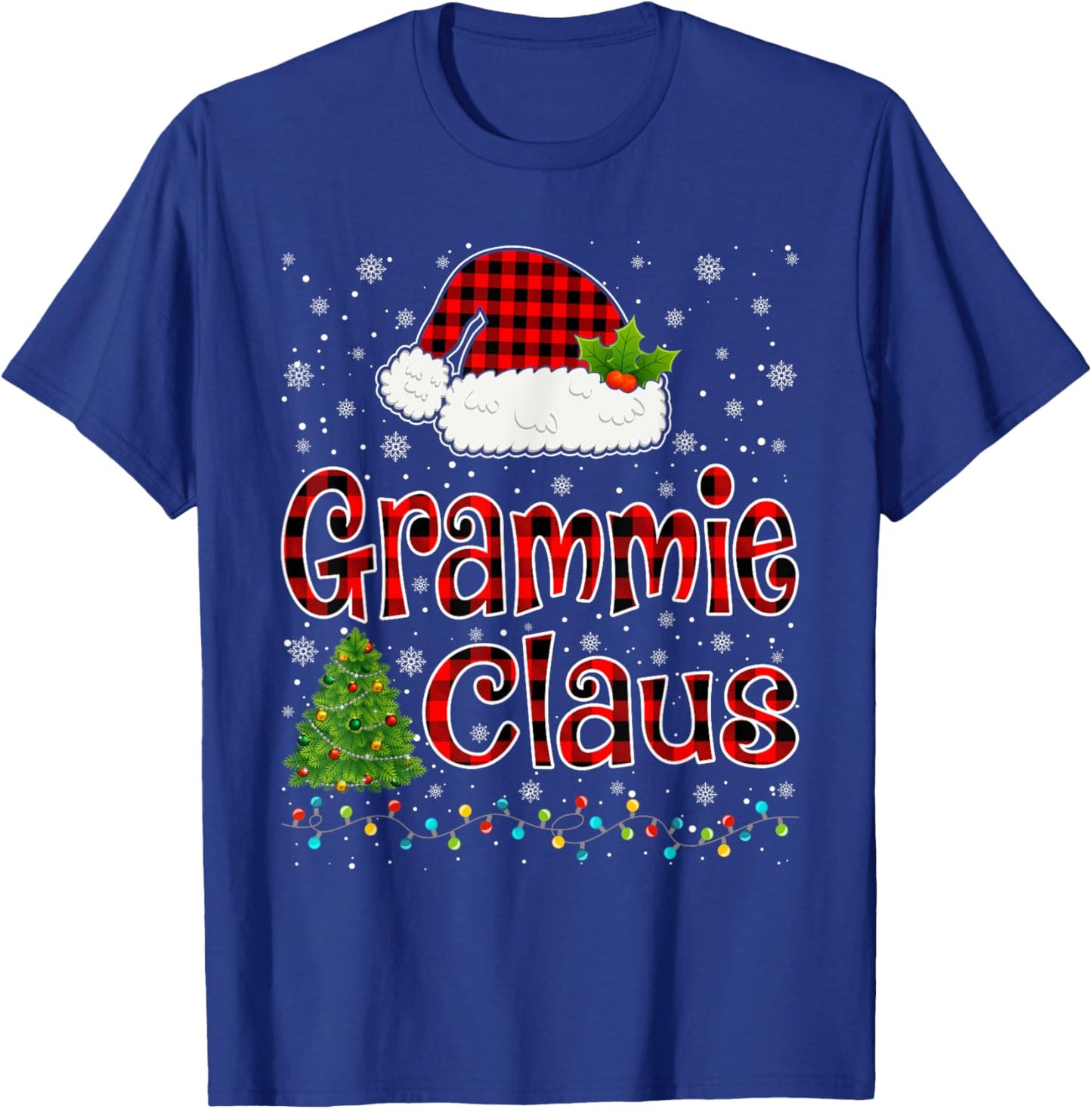 Funny Grammie Claus Christmas Lights Xmas Pajama Family T-Shirt - T-Shirt | Royal