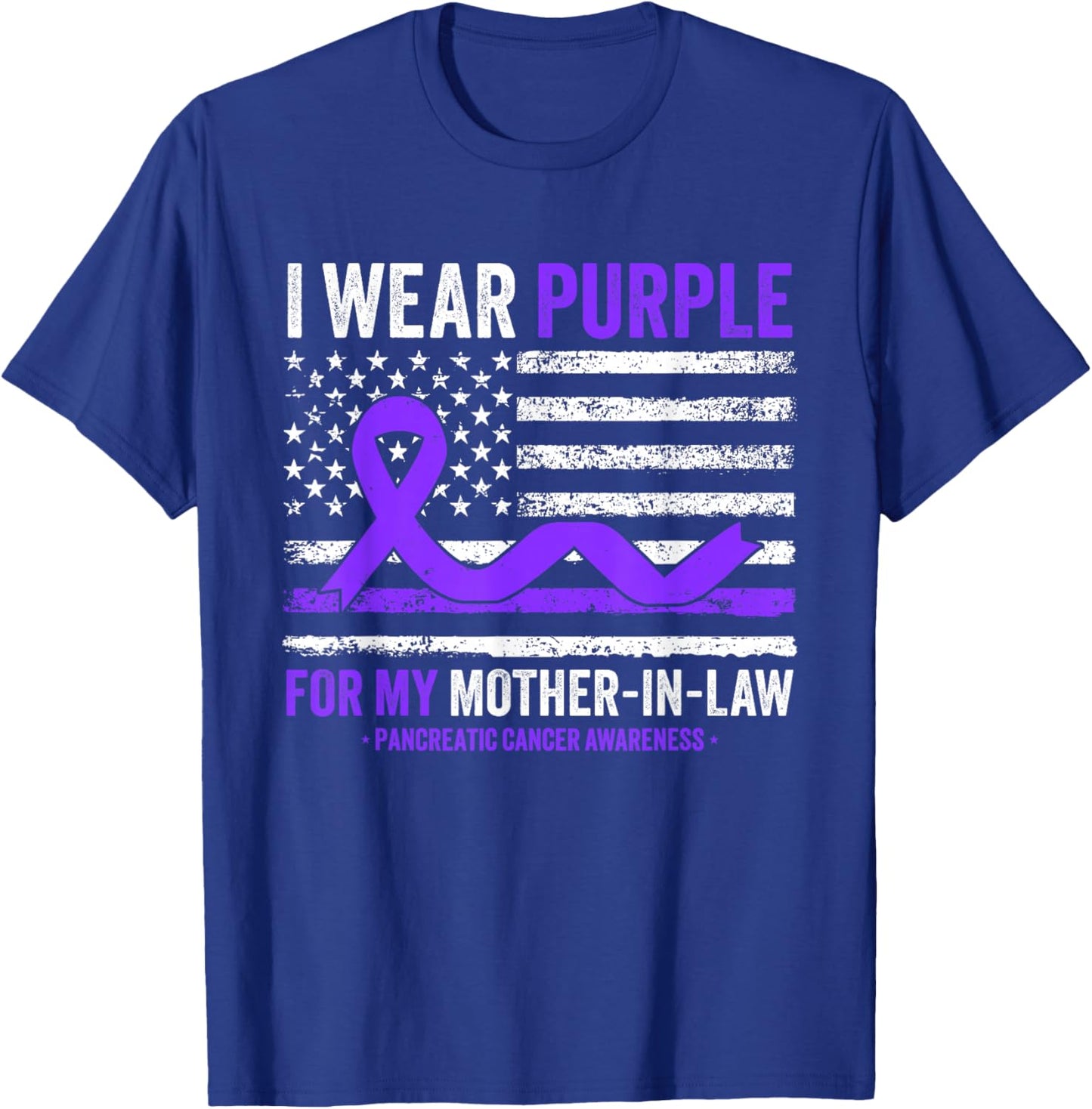 I Wear Purple For My Mother-In-Law Pancreatic Cancer T-Shirt - T-Shirt | Royal