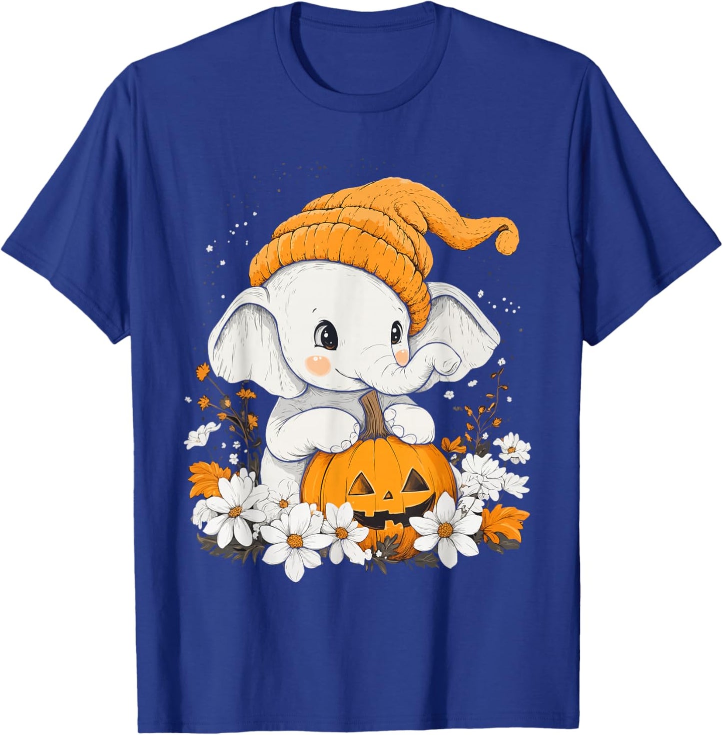 Halloween Pumpkin Flower Girls Boys Kids Elephant Halloween T-Shirt - T-Shirt | Royal