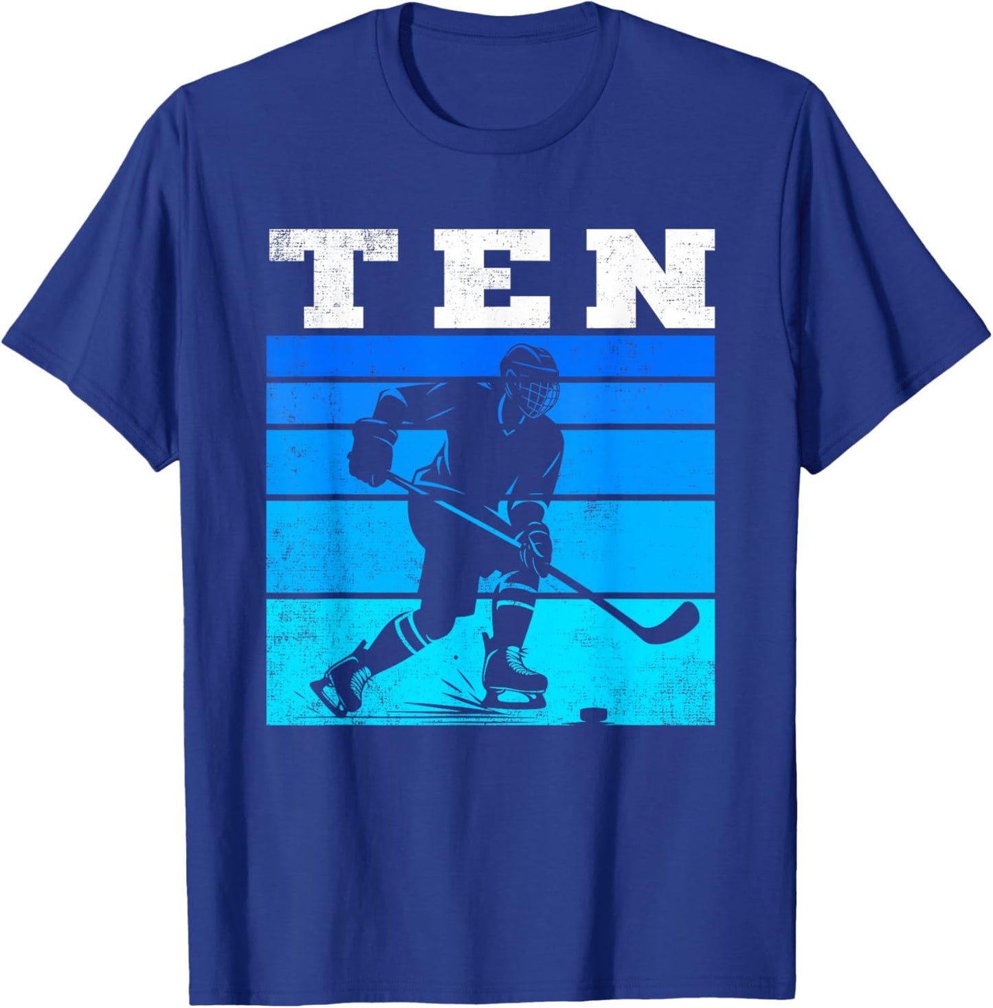 10th Birthday Ice Hockey Boys Ten Hockey Birthday Party T-Shirt - T-Shirt | Royal