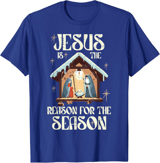 Christmas Nativity Jesus Reason Season Xmas Women Men Kids T-Shirt - T-Shirt | Royal