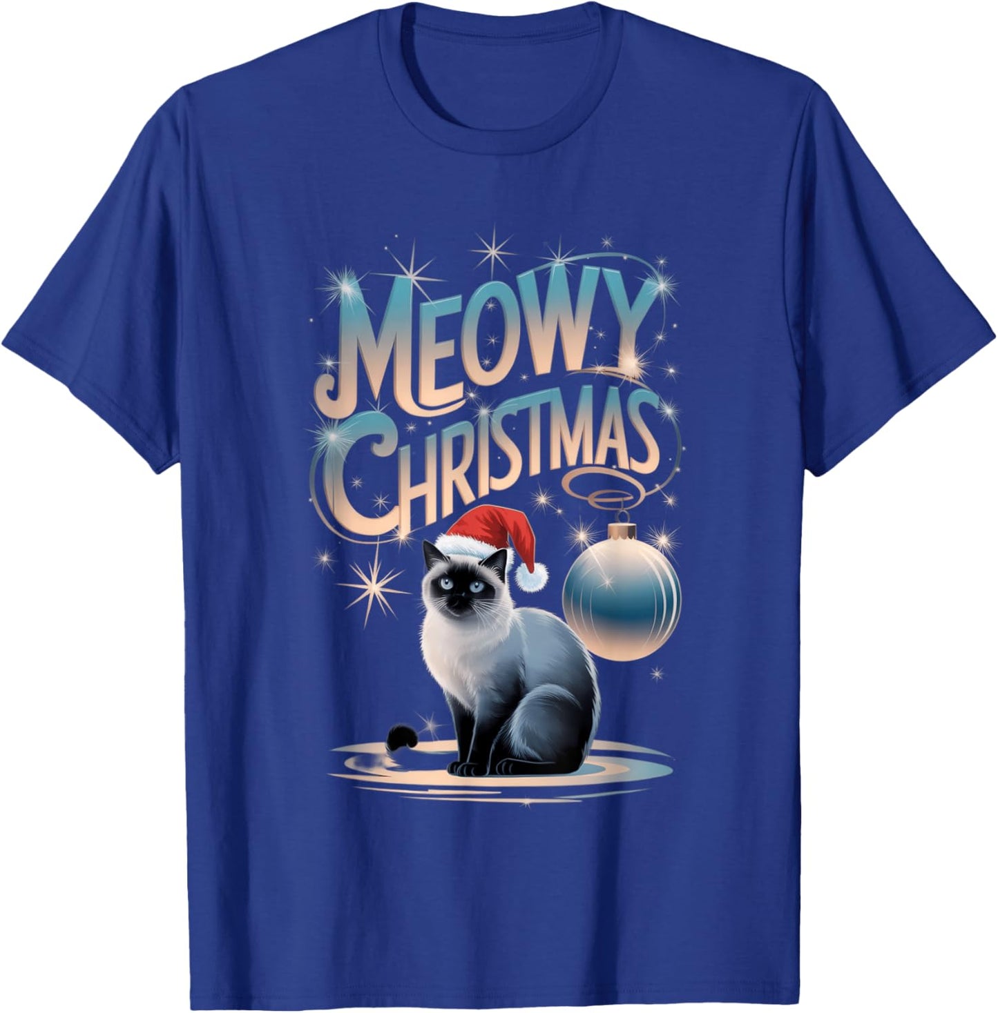 Meowy Christmas Cat Mama - Siamese Cat Lover Women Kids T-Shirt - T-Shirt | Royal