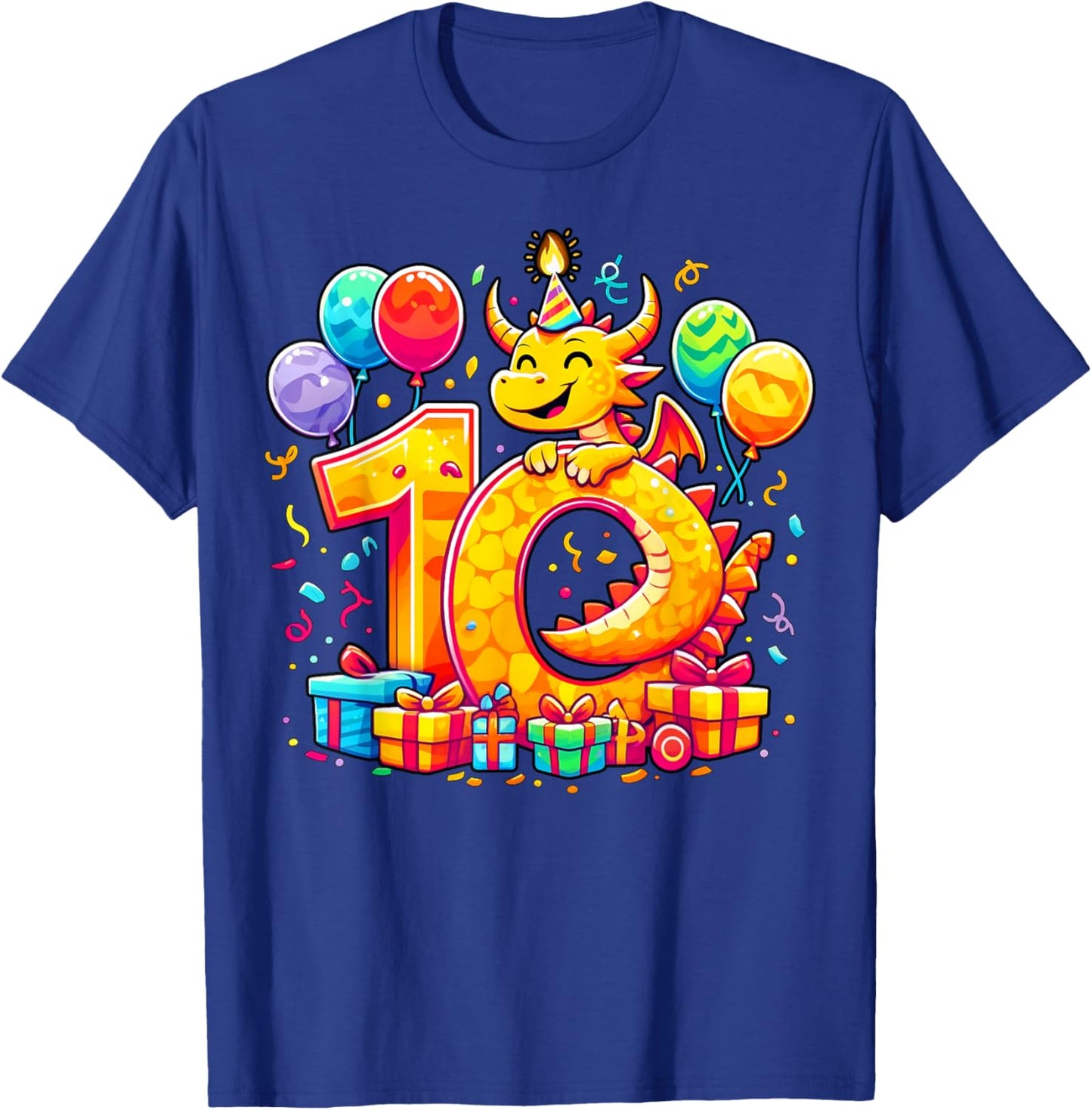 Kids Dragon Theme tenth Bday Party 10th Dragon Birthday T-Shirt - T-Shirt | Royal
