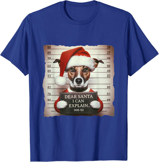 Jack Russell Terrier Dogs Christmas Dear Santa I Can Explain T-Shirt - T-Shirt | Royal
