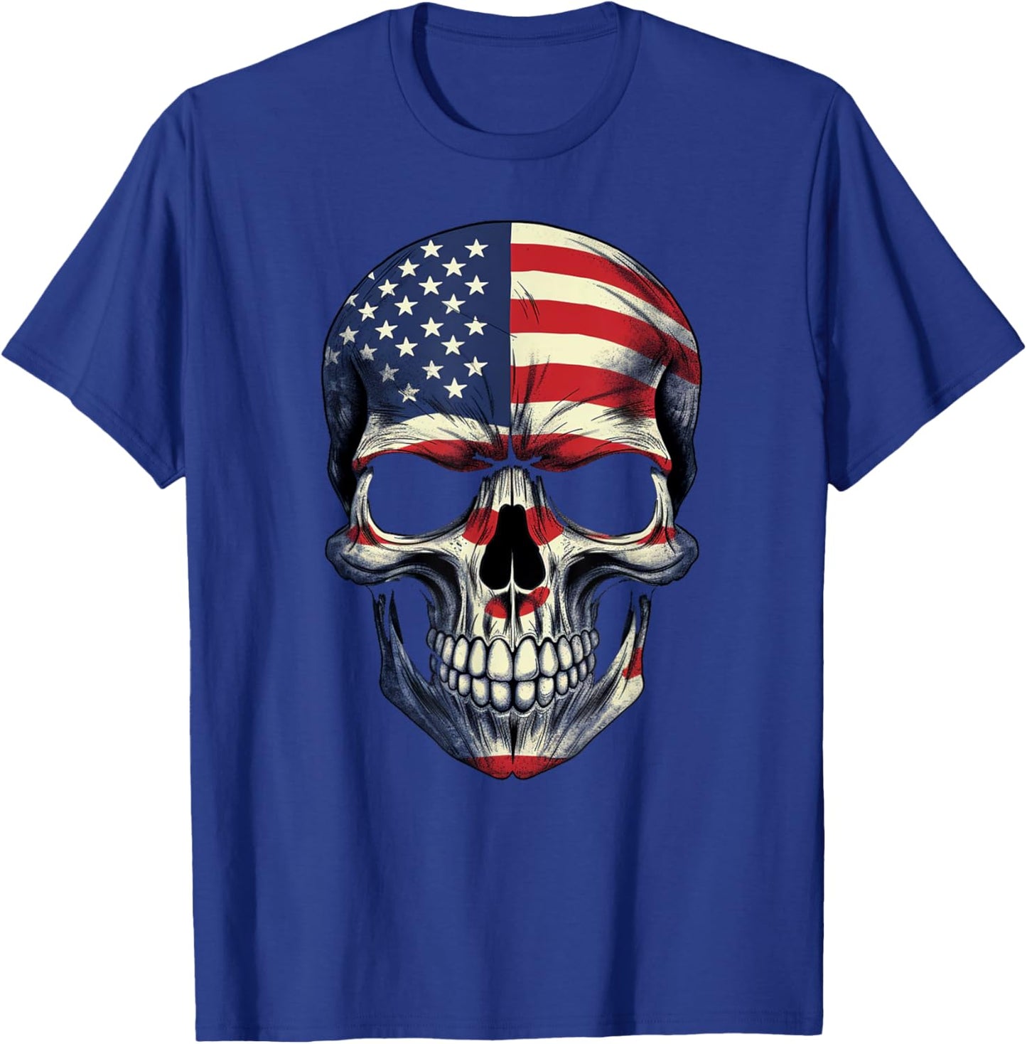 American Flag Skull Zoom T-Shirt - T-Shirt | Royal