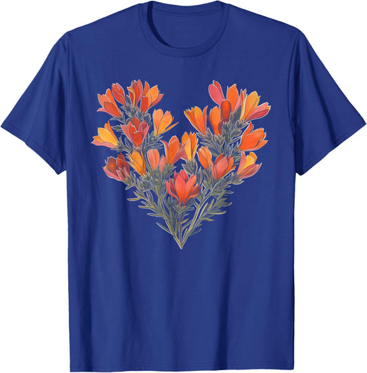 Indian Paintbrush Flower Girl Valentine's Day Plant Mom T-Shirt - T-Shirt | Royal