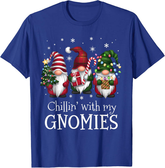 Chillin' With My Gnomies Family Christmas Gnome Xmas Holiday T-Shirt - T-Shirt | Royal