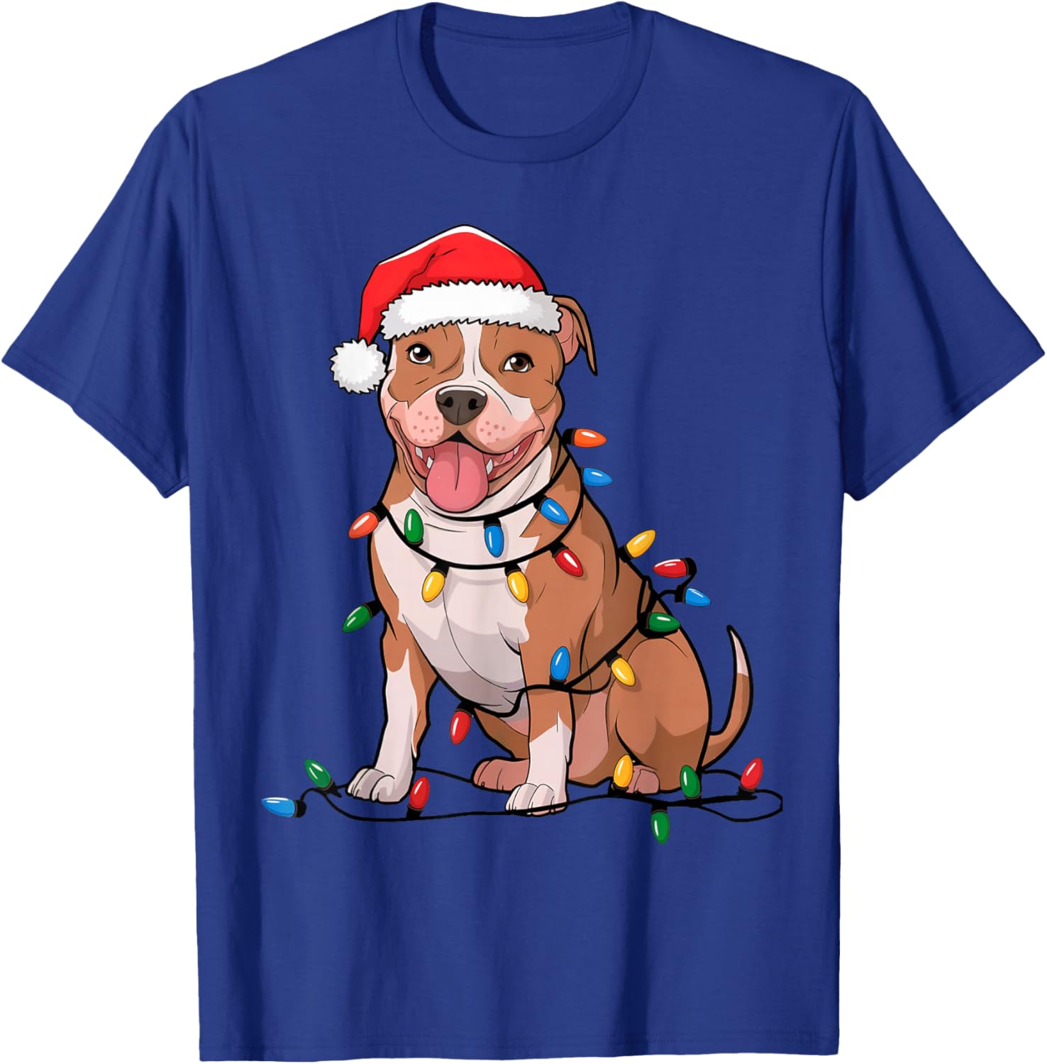American Pit Bull Terrier Christmas Lights Xmas Dogs Gifts T-Shirt - T-Shirt | Royal