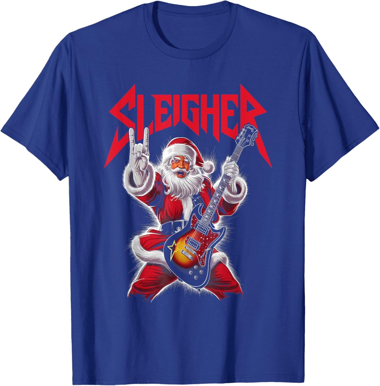 Christmas Sleigher Santa Rock Xmas Rocker Men Women Kids Boy T-Shirt - T-Shirt | Royal
