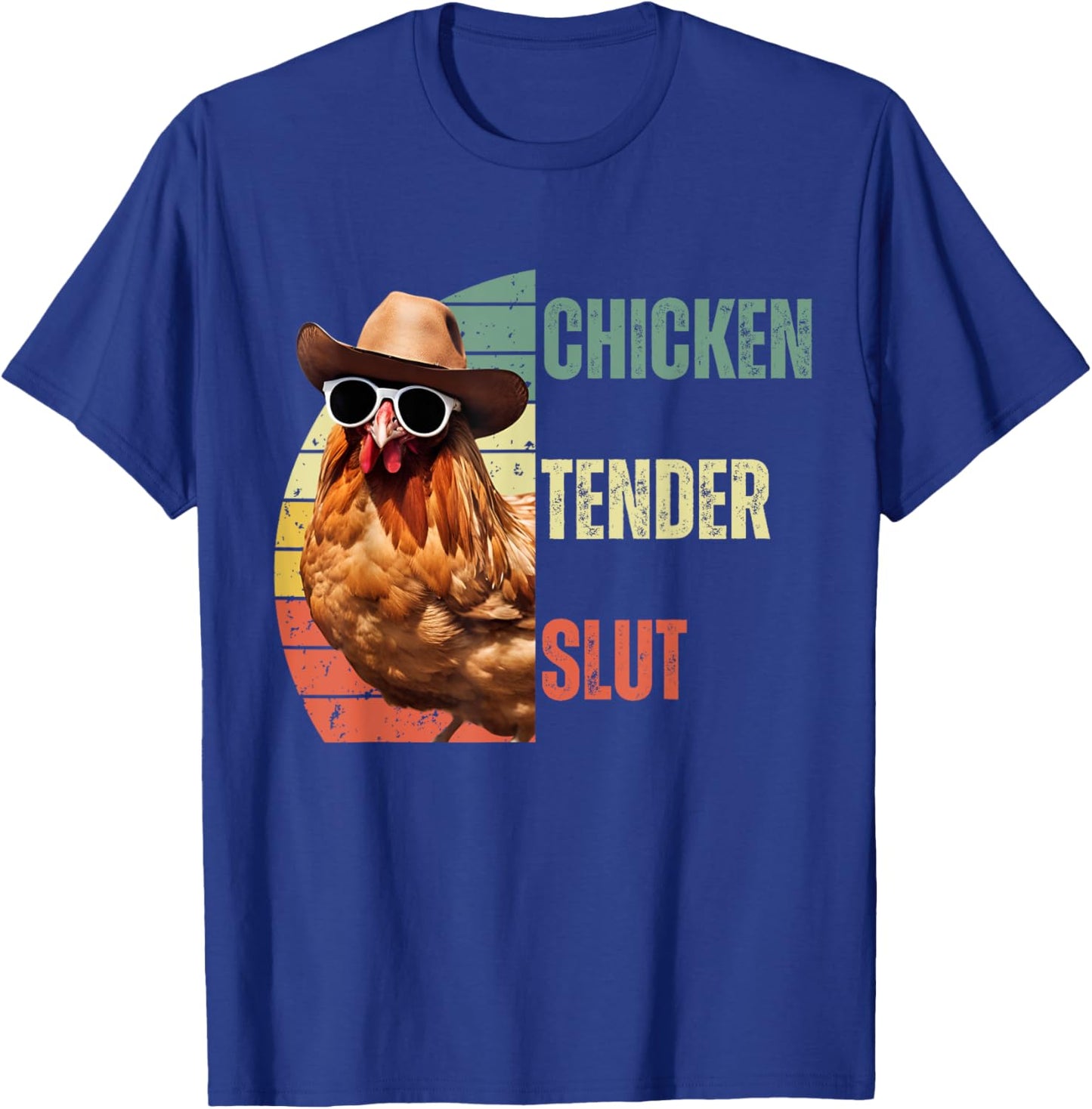 Chicken Tender Slut Sunglasses Retro Vintage Adult Humor T-Shirt - T-Shirt | Royal