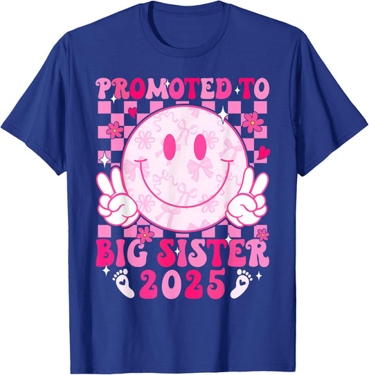 I'm Going to be a Big Sister 2025 Loading Funny Smile Face T-Shirt - T-Shirt | Royal
