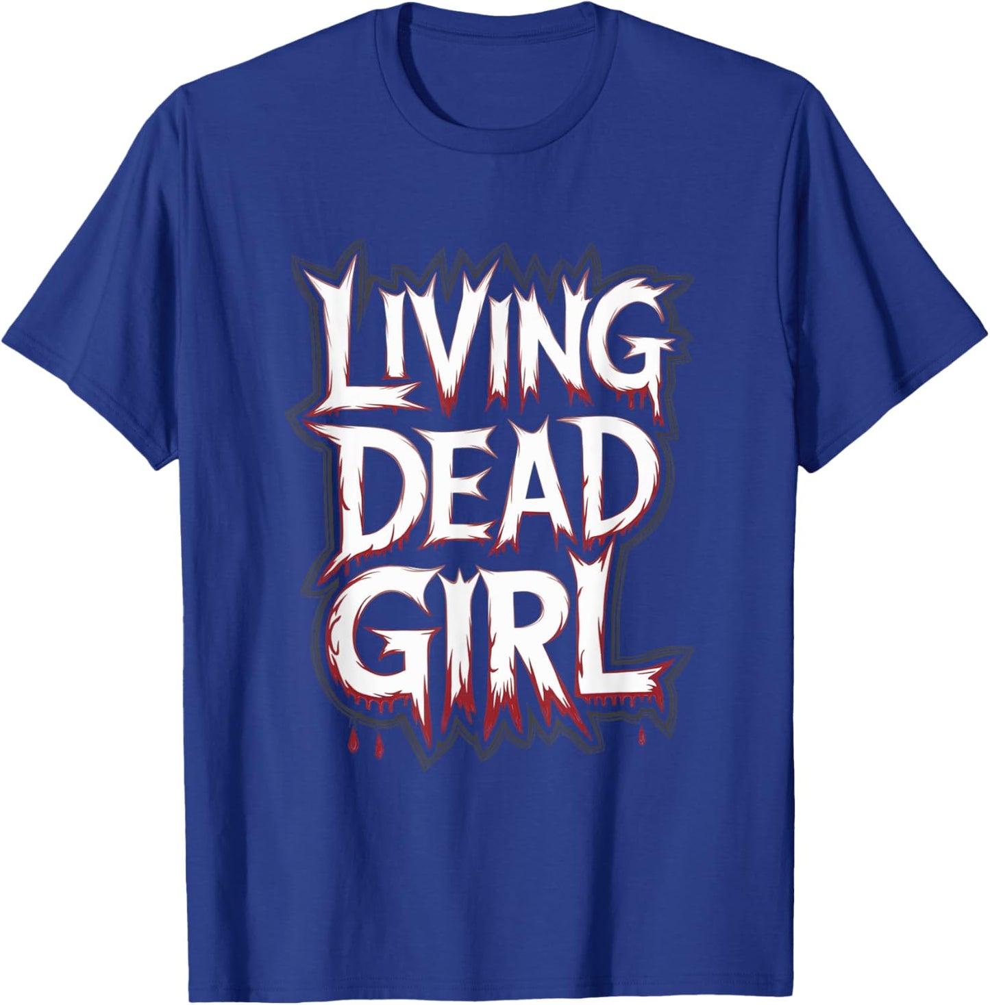 Dripping Blood Zombie Movie Living Dead Girl Halloween T-Shirt - T-Shirt | Royal