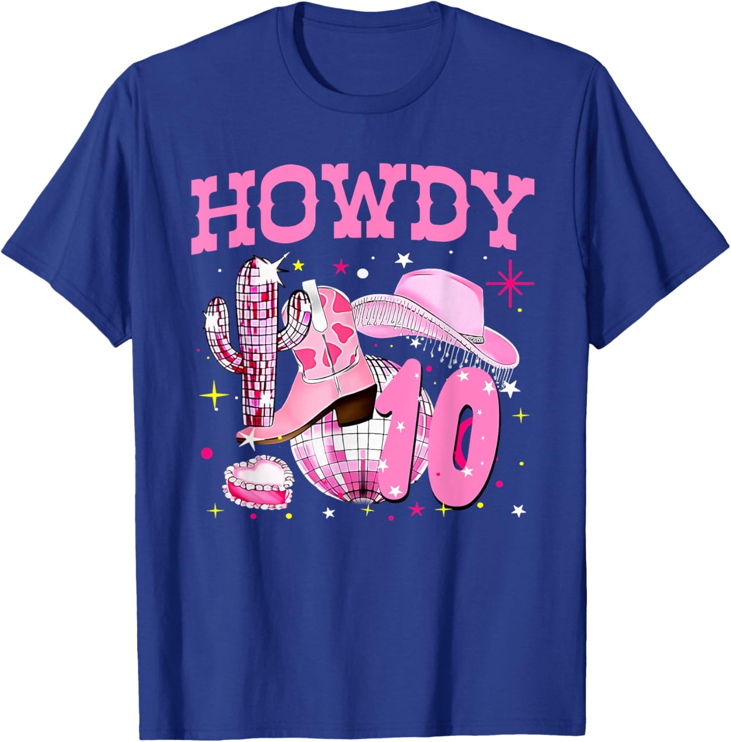 Howdy 10 Years Old Cowgirl 10th Birthday Western Girl T-Shirt - T-Shirt | Royal