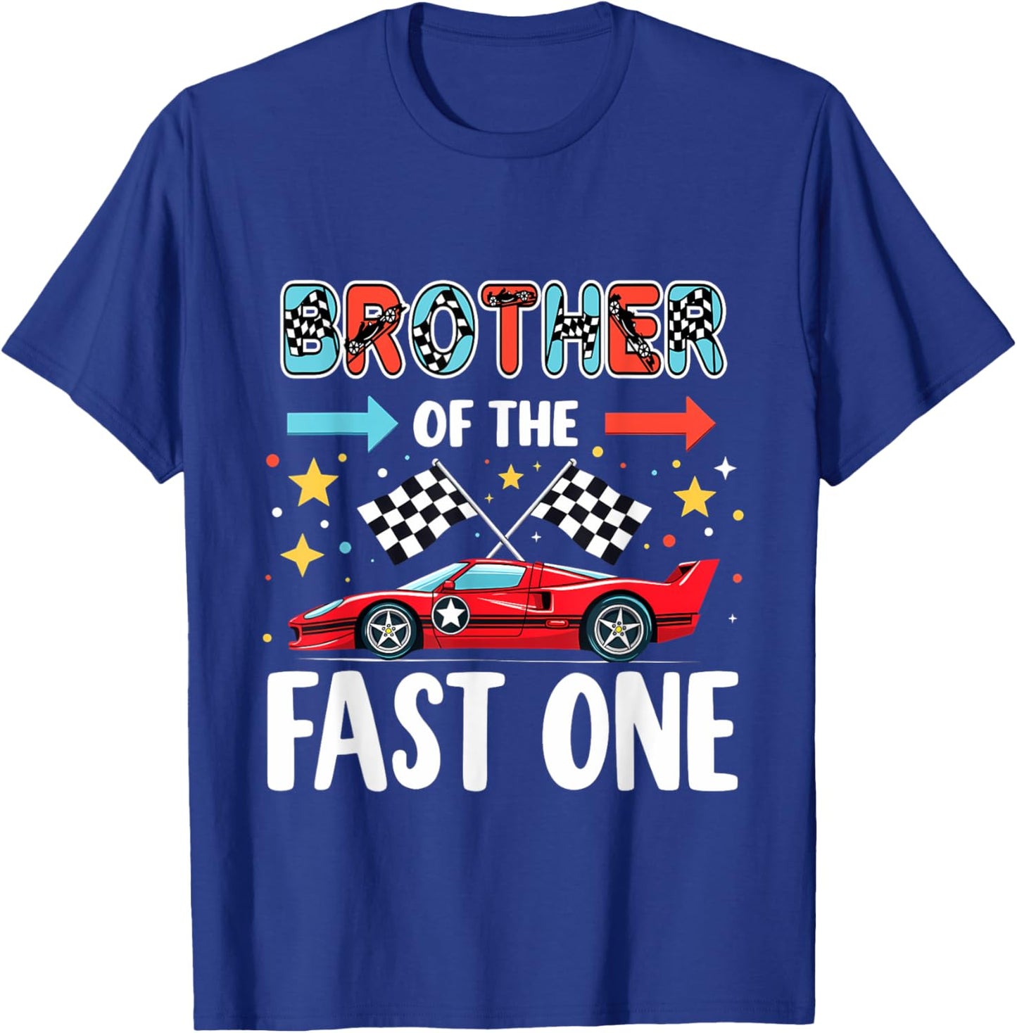 Car Racing 1st Birthday Brother Of The Fast One T-Shirt - T-Shirt | Royal