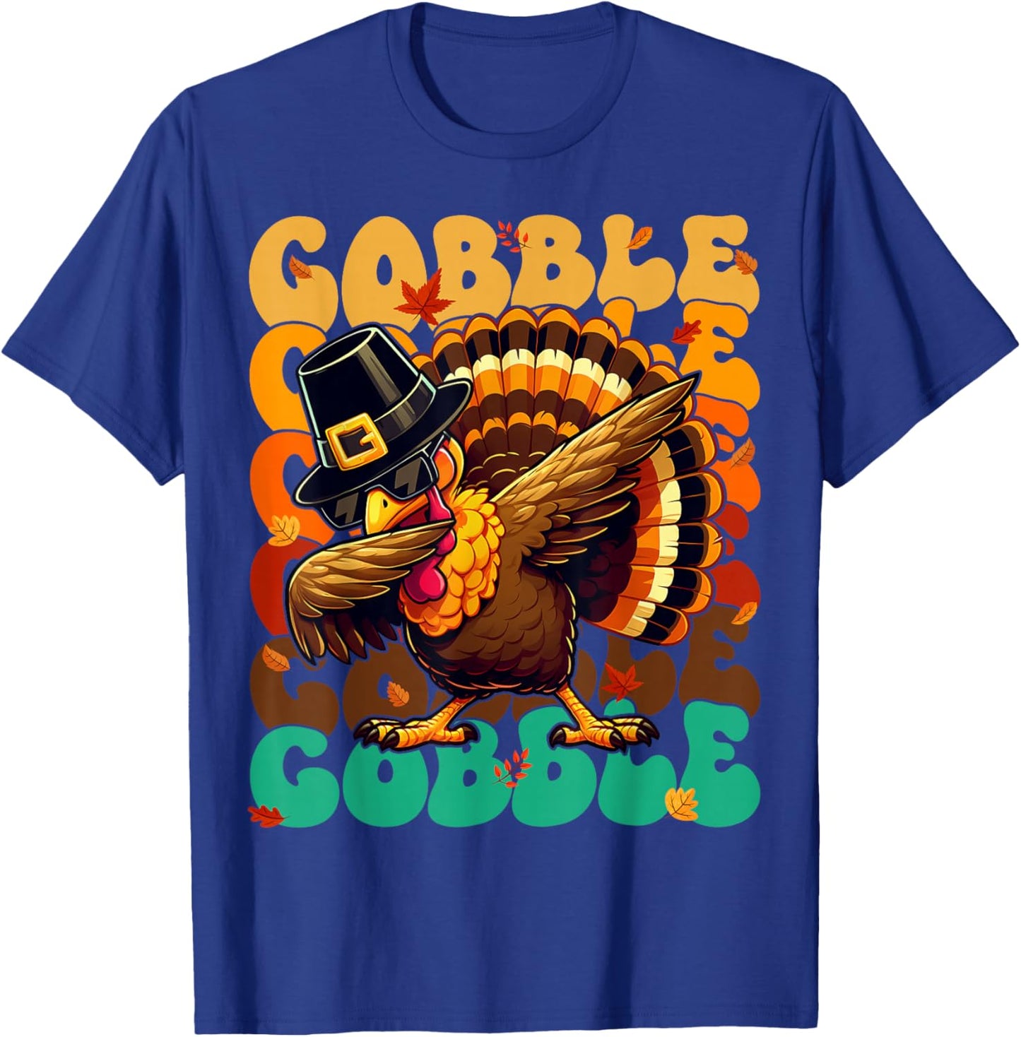 Thanksgiving Dabbing Turkey Gobble Gobble Pilgrim Boys Kids T-Shirt - T-Shirt | Royal