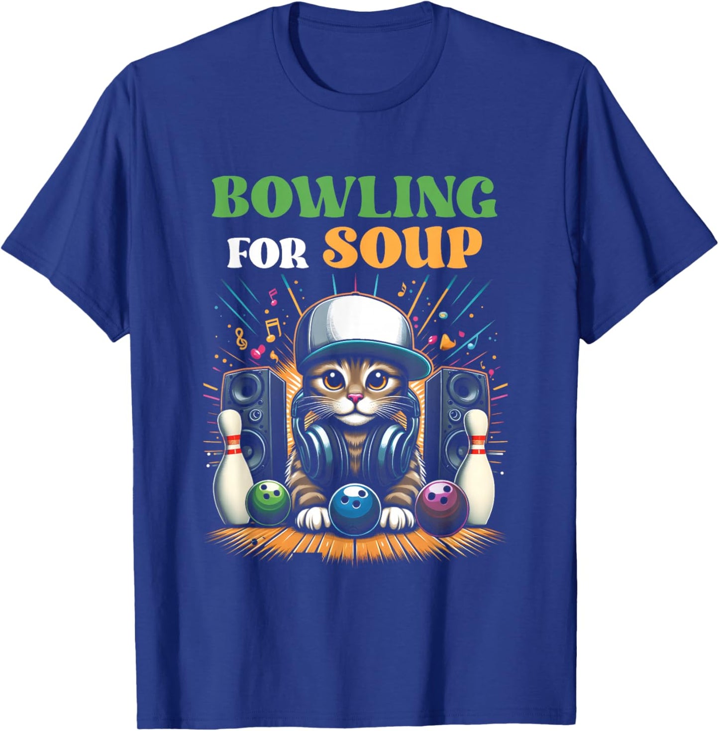 Bowling for Soup Music Cat Style DJ Cat Wearing Headphone T-Shirt - T-Shirt | Royal