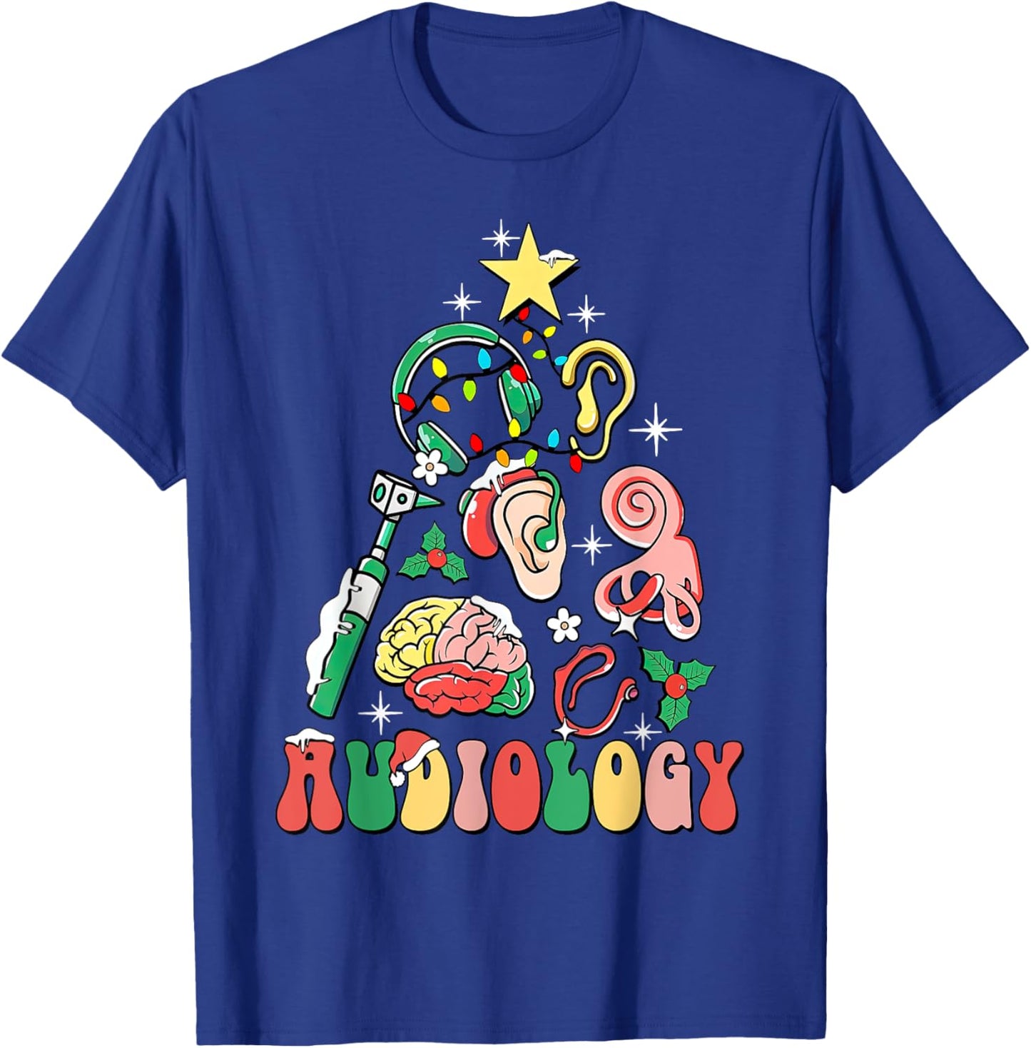 Audiology Christmas Tree Audiologist Squad Healthcare Worker T-Shirt - T-Shirt | Royal