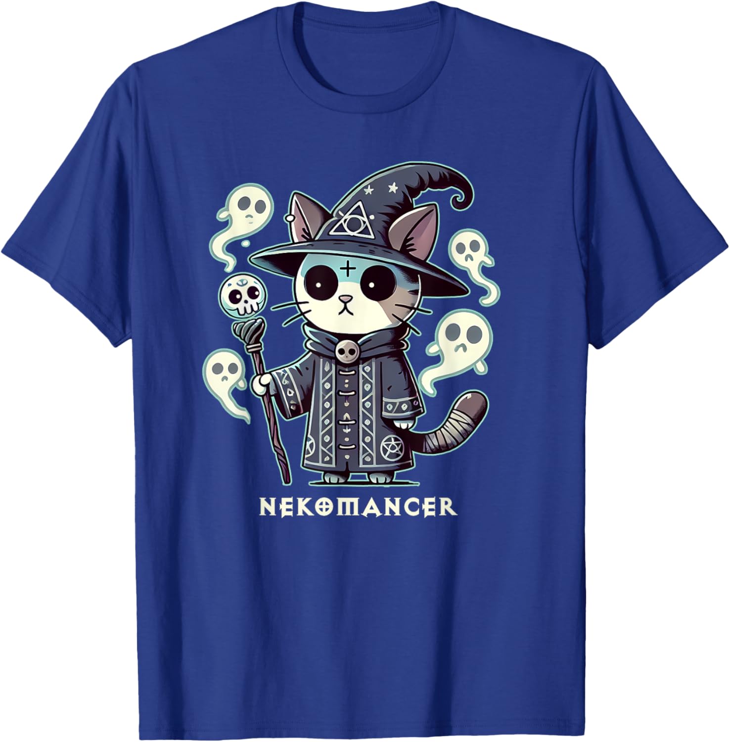 RPG Cat Nekomancer | Neko Cat ARPG Necromancer RPG Gamer LARP D20 - Black, Small, Short Sleeve, -Adults and -Kids T-Shirt - T-Shirt | Royal