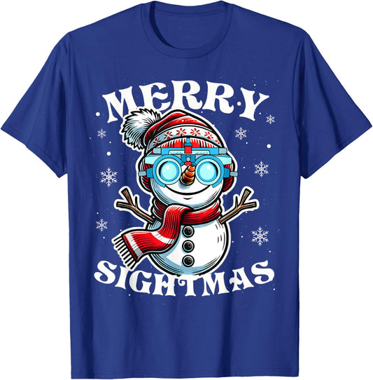 Merry Sightmas Snowman Optometry Christmas Shirt Eye Doctor T-Shirt - T-Shirt | Royal