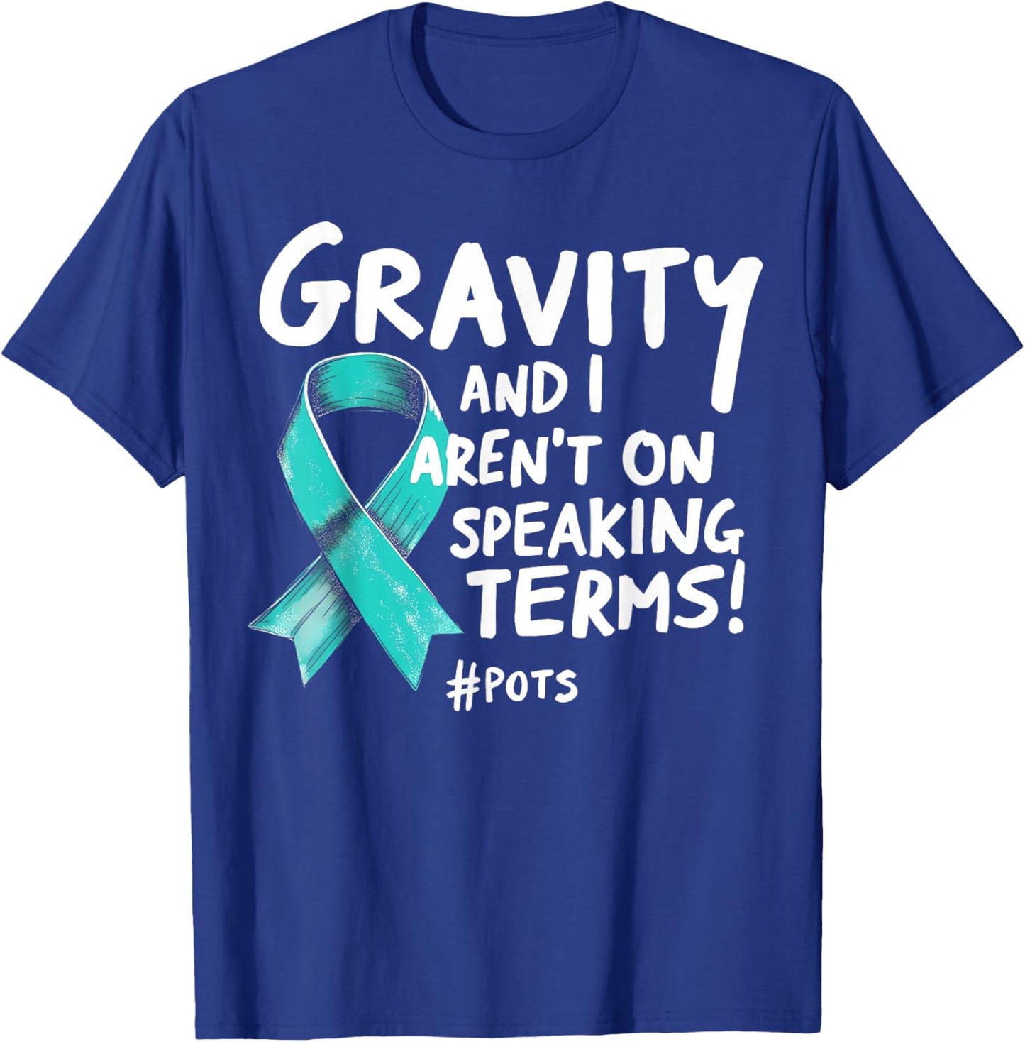 Dysautonomia Awareness Stuff and Apparel Black Turquoise Ribbon POTS Awareness , -Adults, Small, , Short Sleeve T-Shirt - T-Shirt | Royal