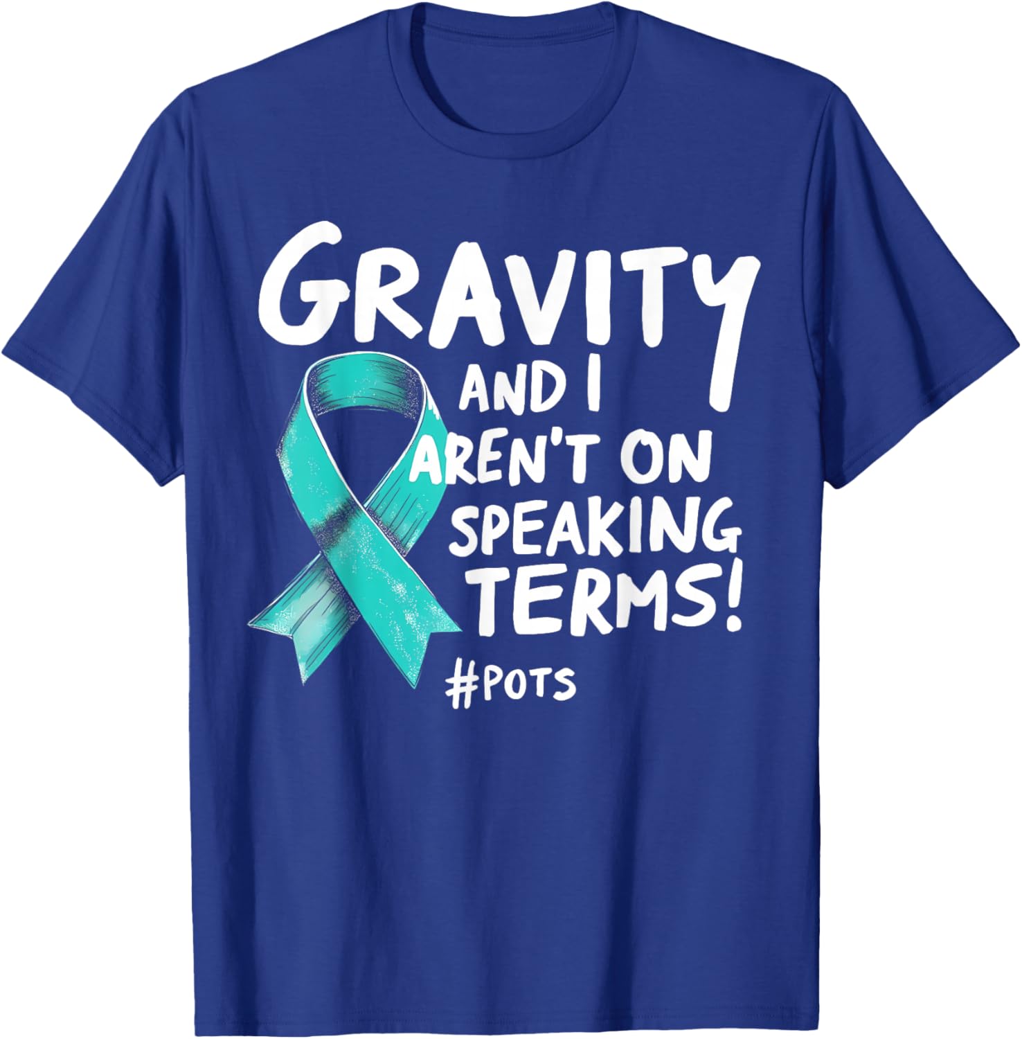 Dysautonomia Awareness Stuff and Apparel Black Turquoise Ribbon POTS Awareness , -Adults, Small, , Short Sleeve T-Shirt - T-Shirt | Royal