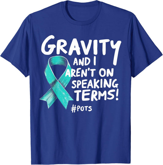 Dysautonomia Awareness Stuff and Apparel Black Turquoise Ribbon POTS Awareness , -Adults, Small, , Short Sleeve T-Shirt - T-Shirt | Royal