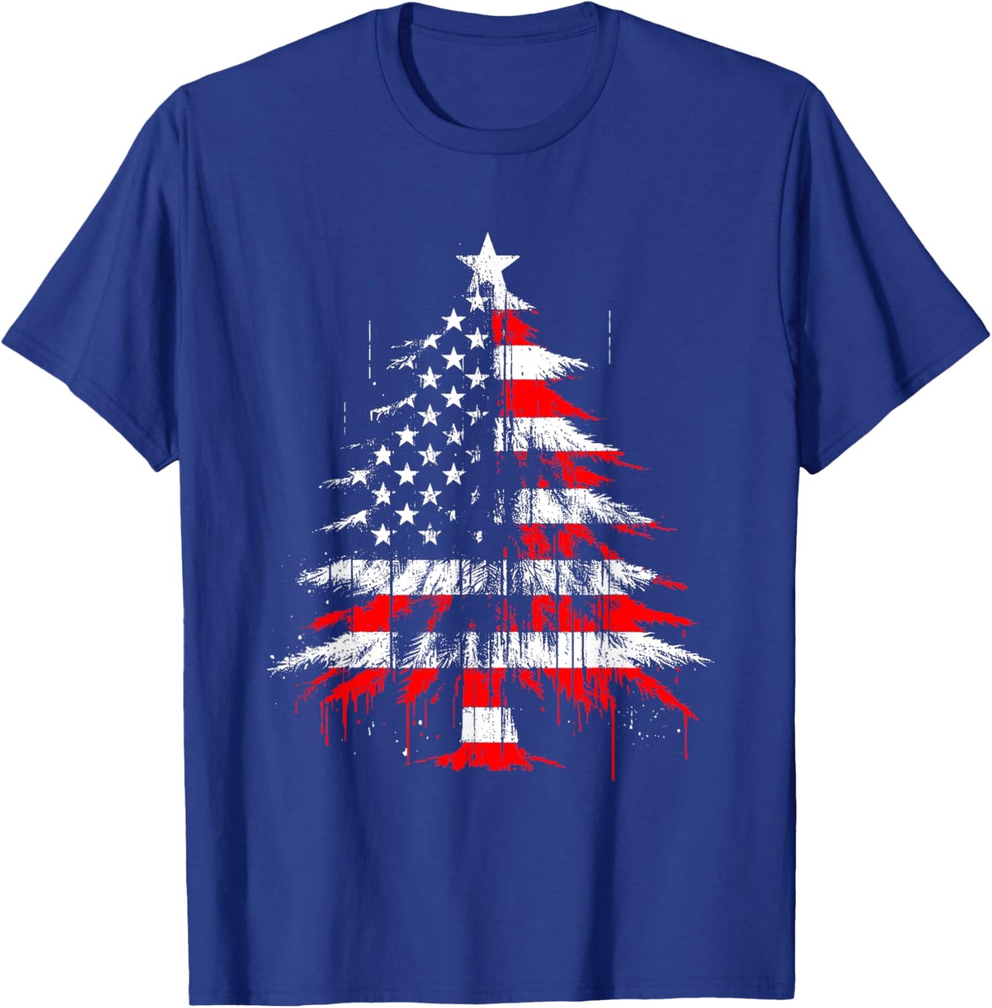 Christmas Tree American Flag - Patriotic USA Xmas Lover T-Shirt - T-Shirt | Royal