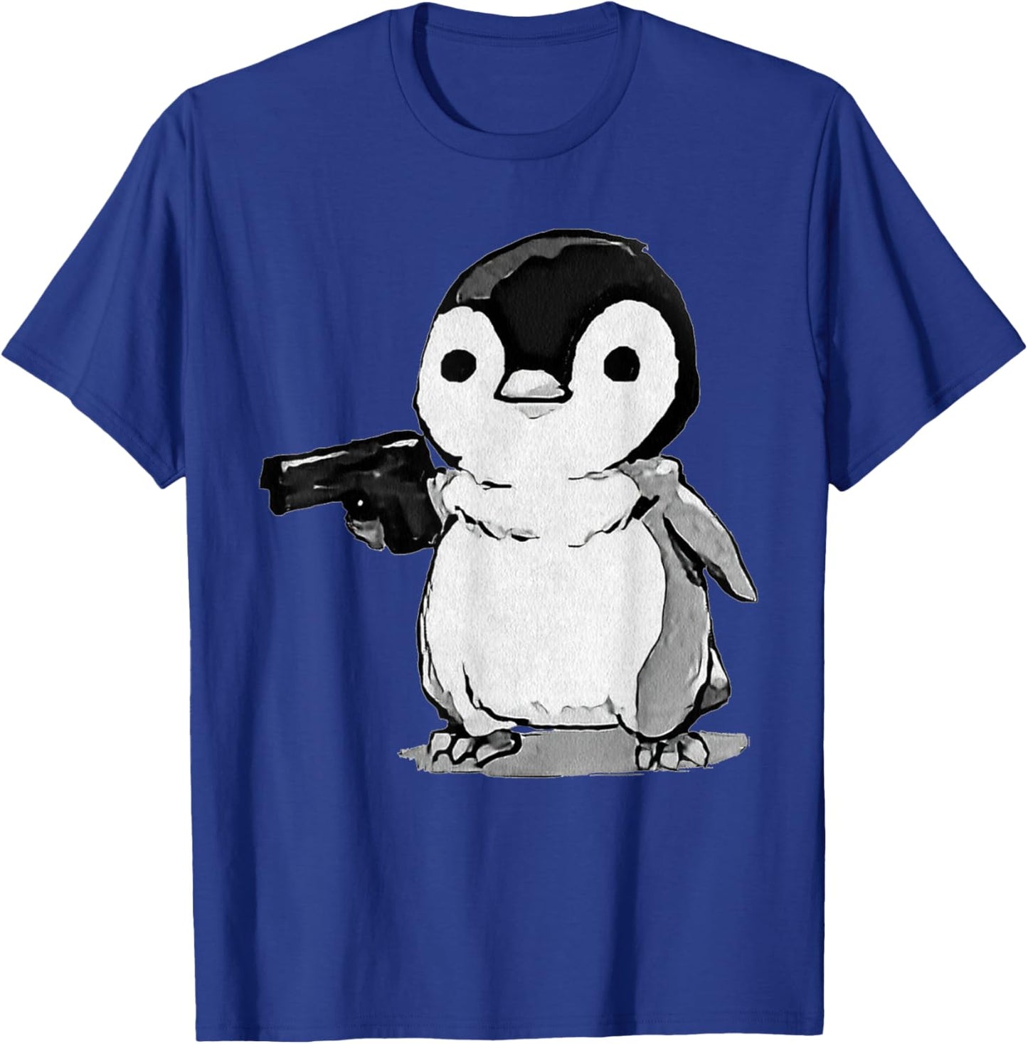 Eagerlys The Little Penguin Holding A Gun Vintage Art T-Shirt - T-Shirt | Royal